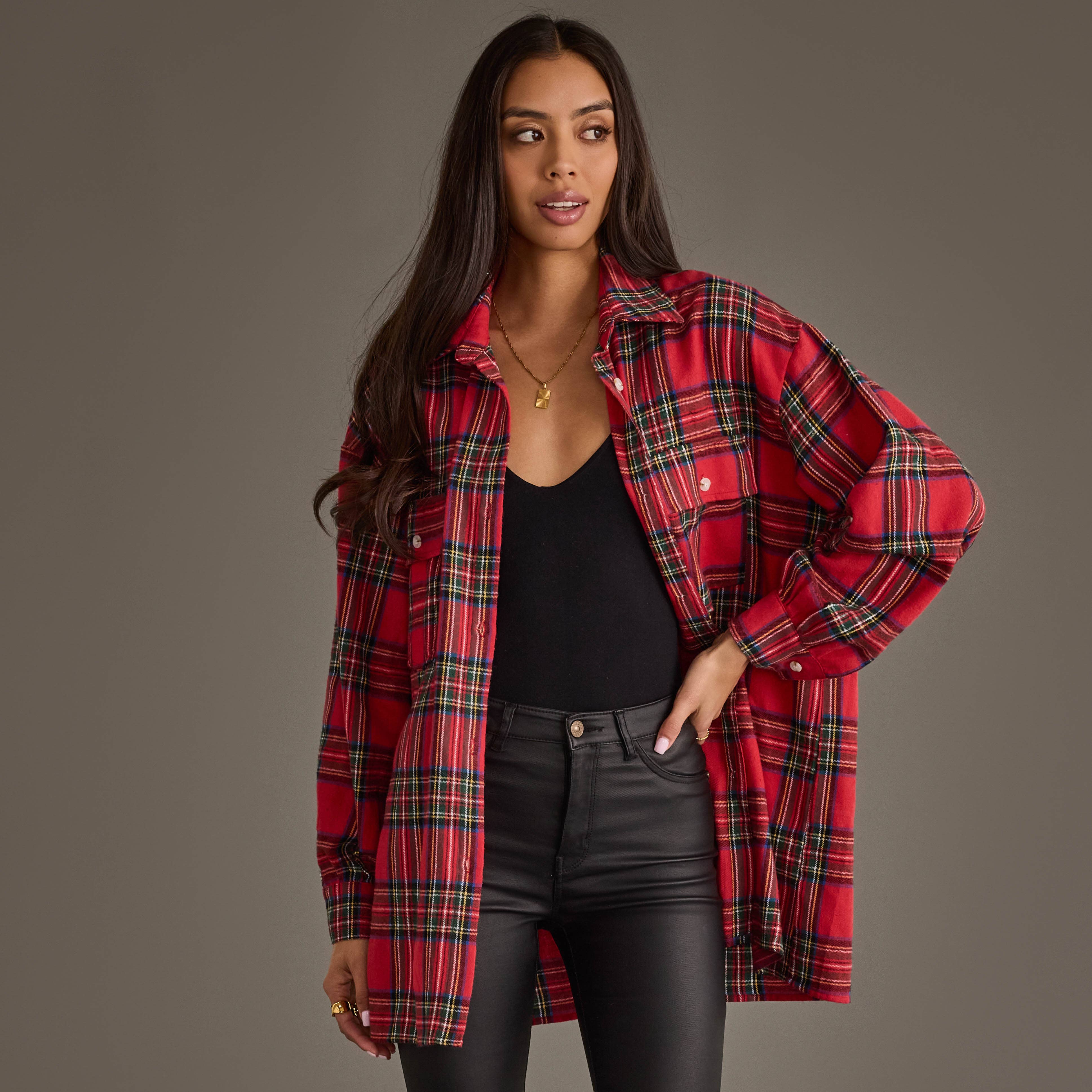 Tartan Plaid Boyfriend Button Up