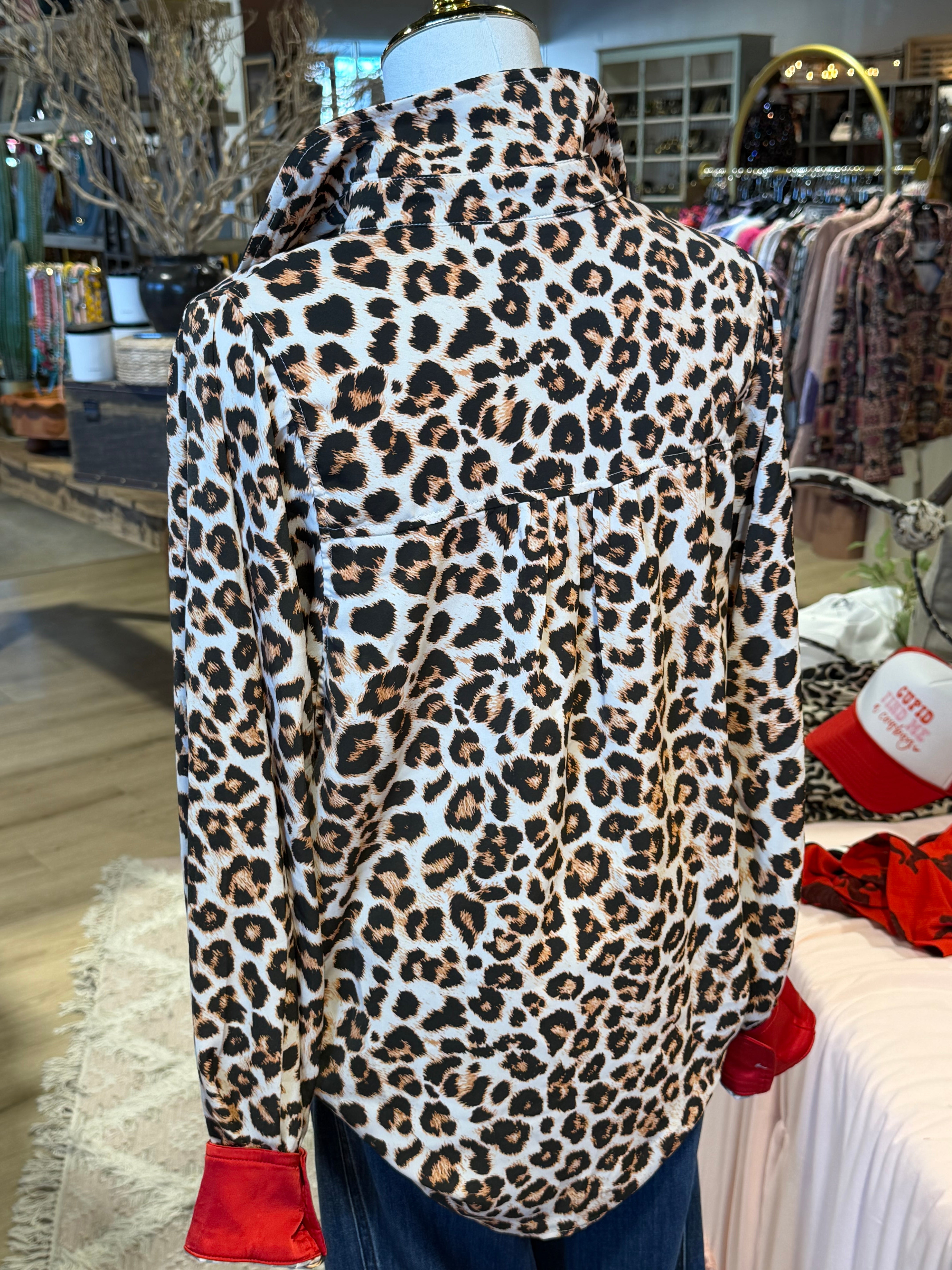 Leopard Collar Button-Up