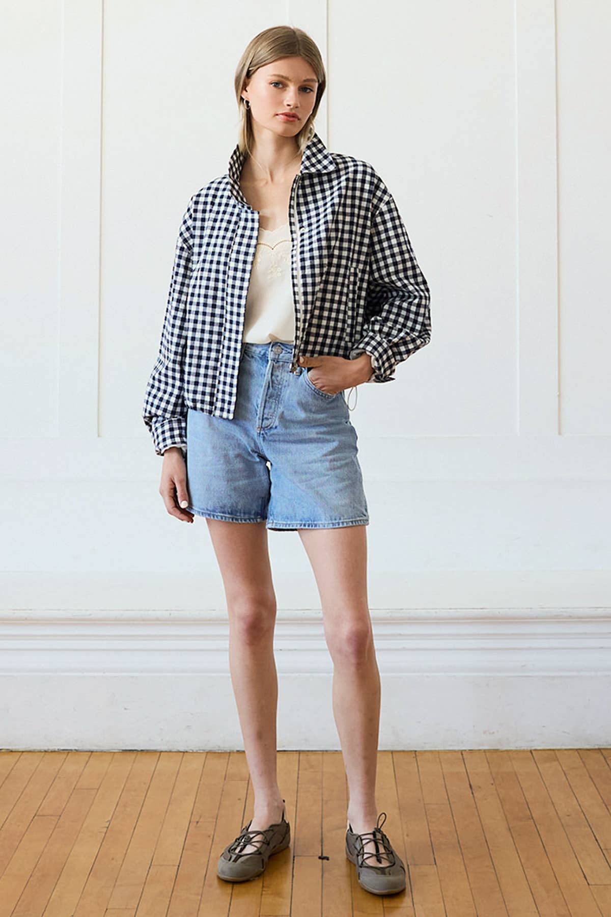 Gingham Zip Jacket -