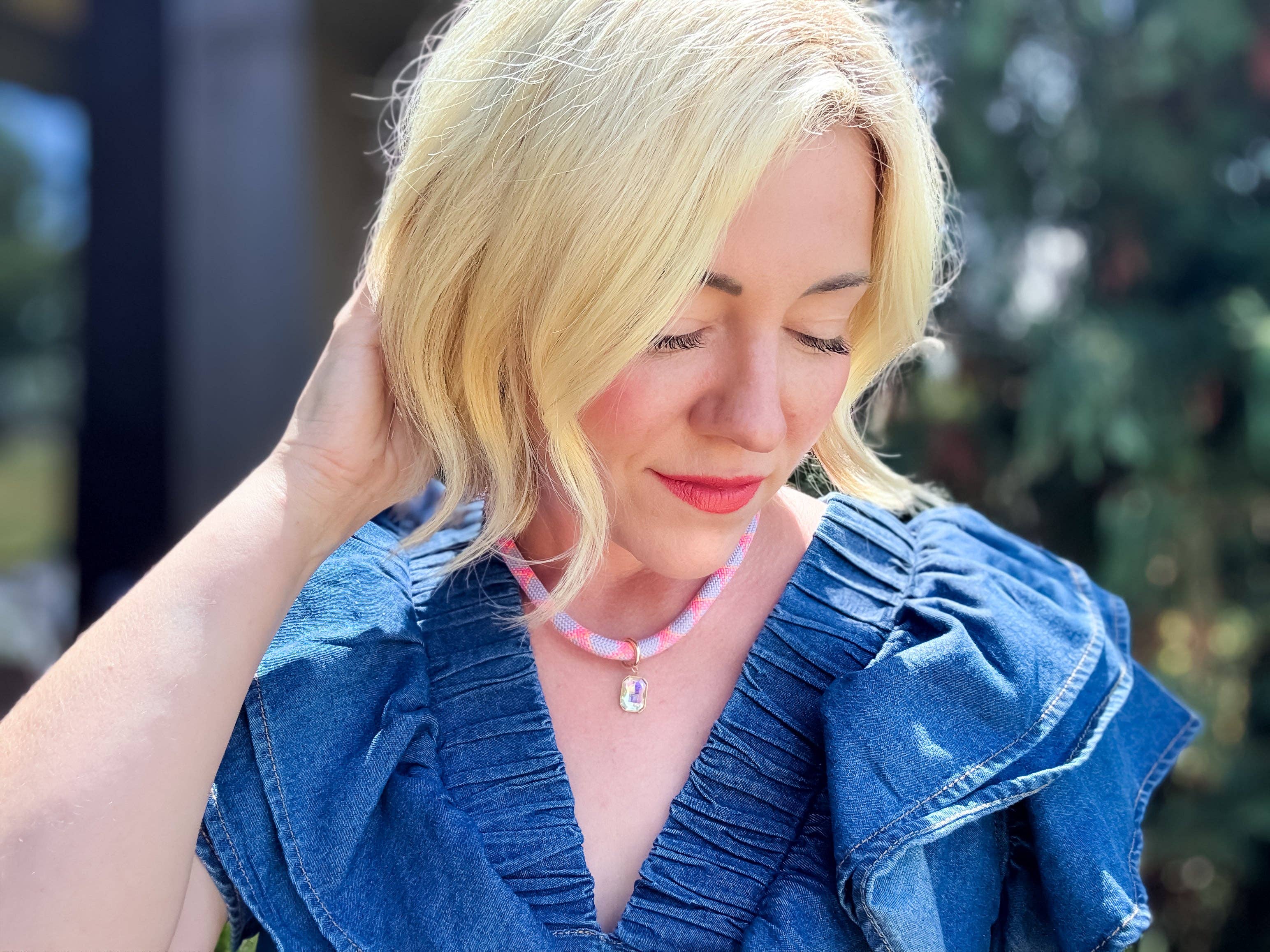 Thick Cord Necklace - Simone Stone Charm - Blakely
