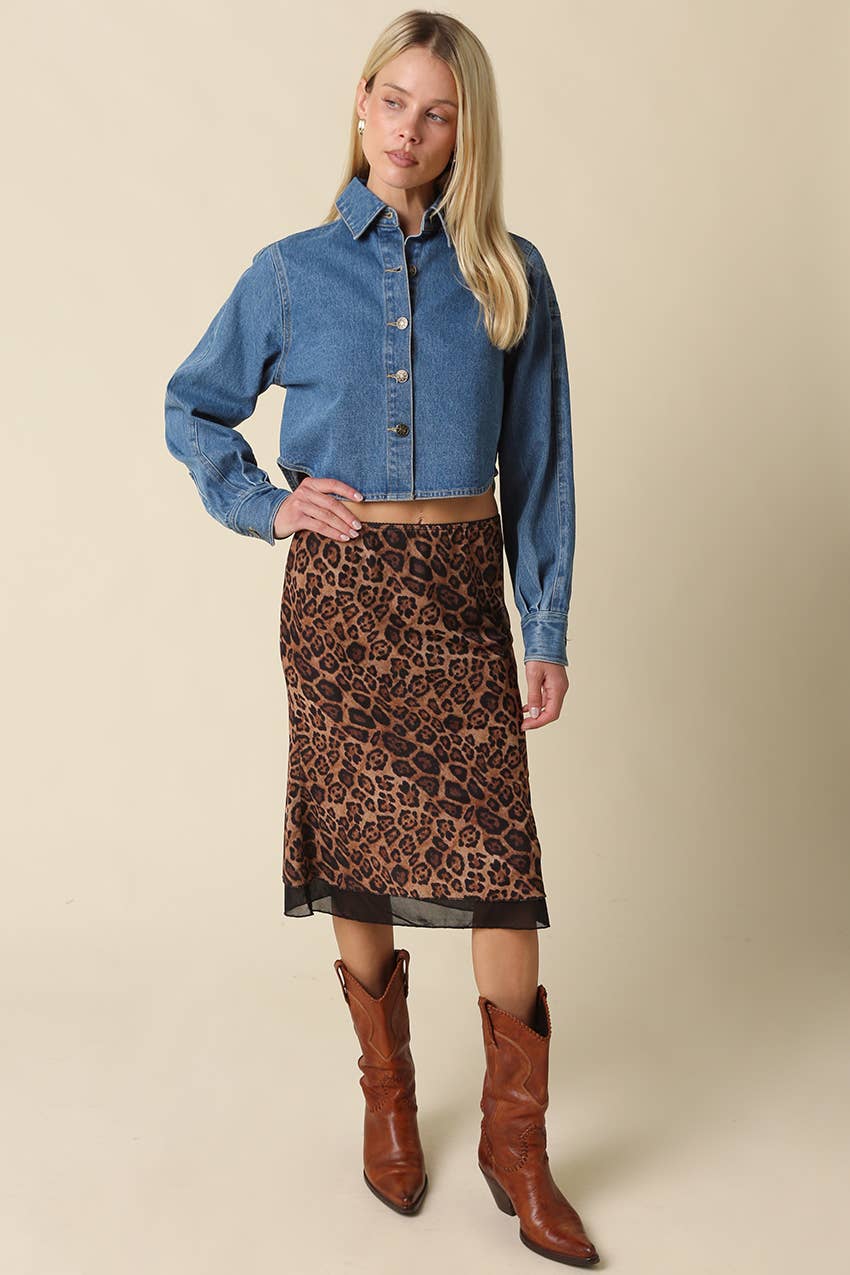 Suzi Leopard Mesh Midi Skirt