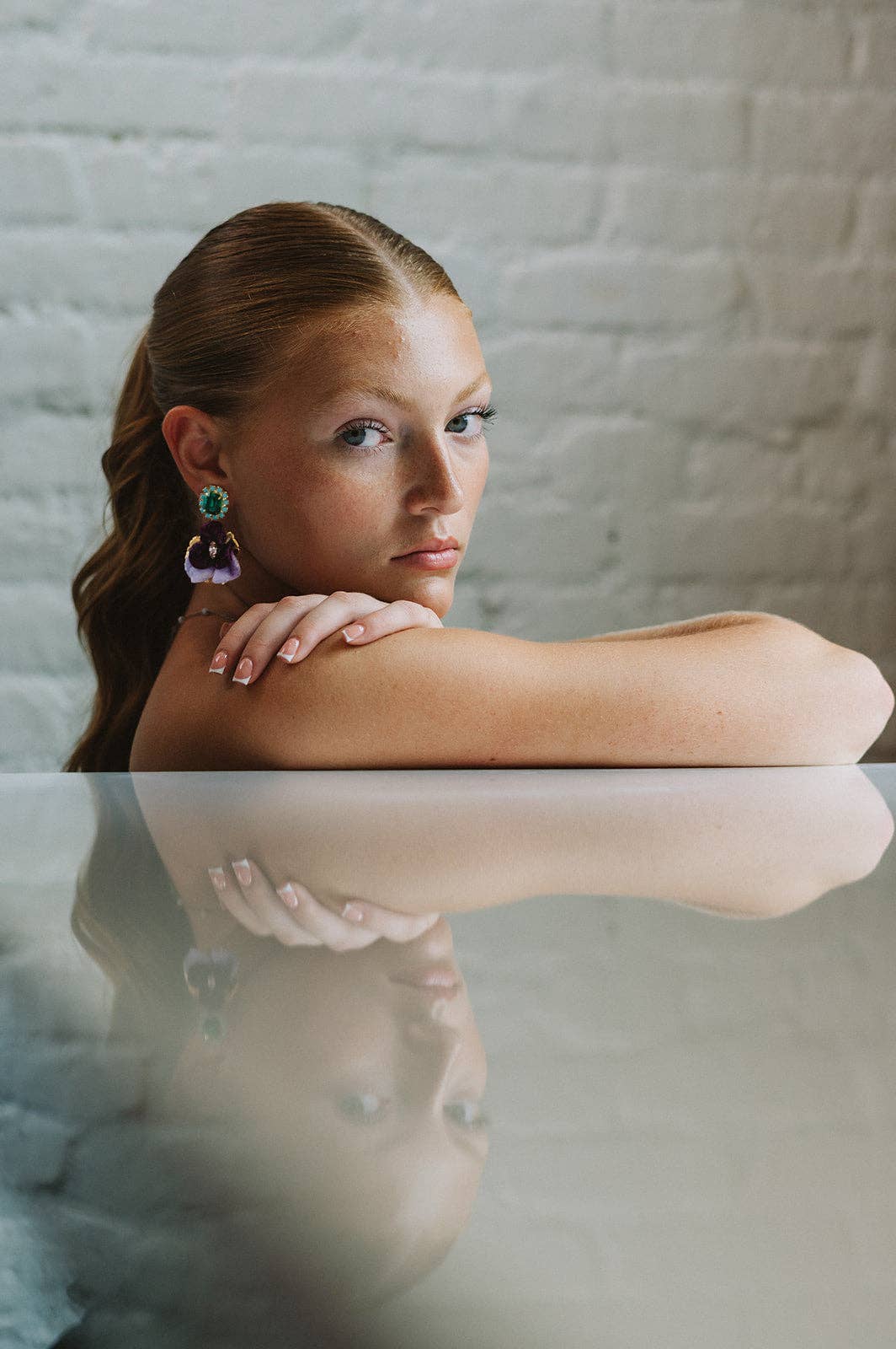 Emerald Pink Pansy Earring