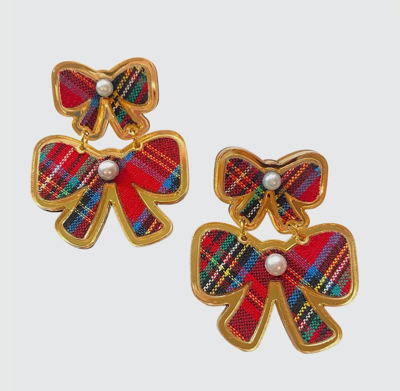 Holiday Tartan Bow Earrings