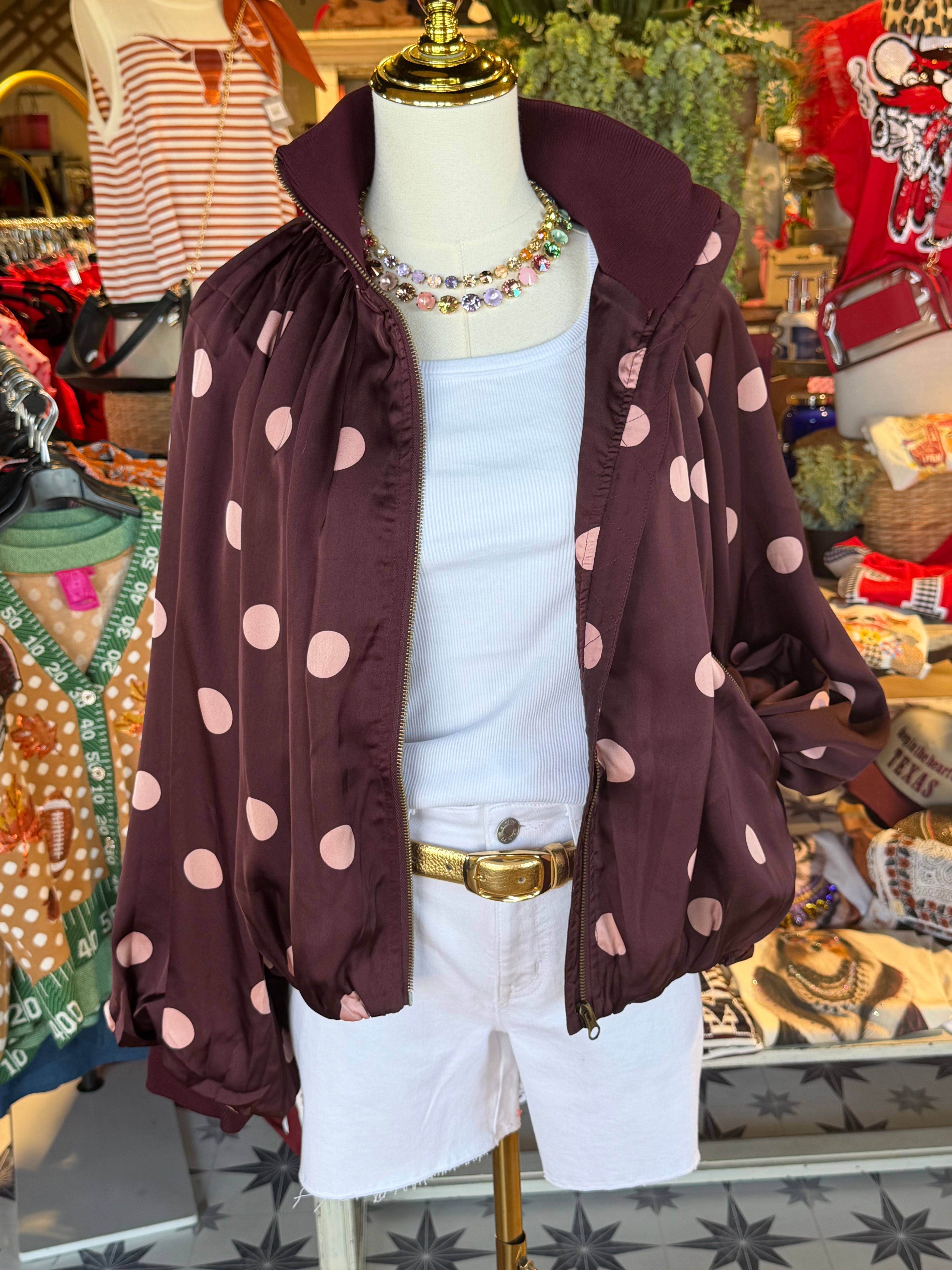 SATIN POLKADOT BUBBLE JACKET