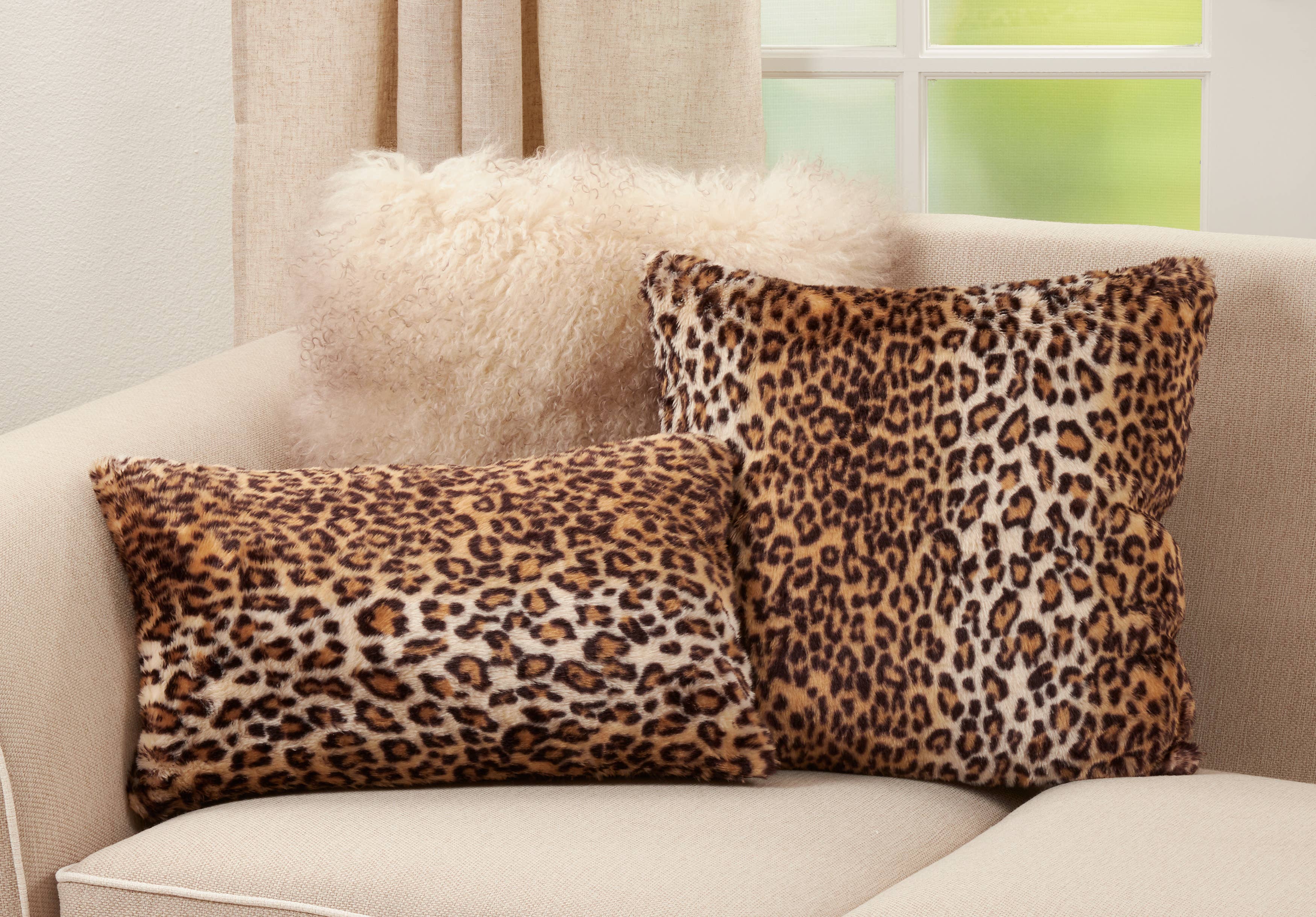 Cheetah Print Faux Fur Pillow