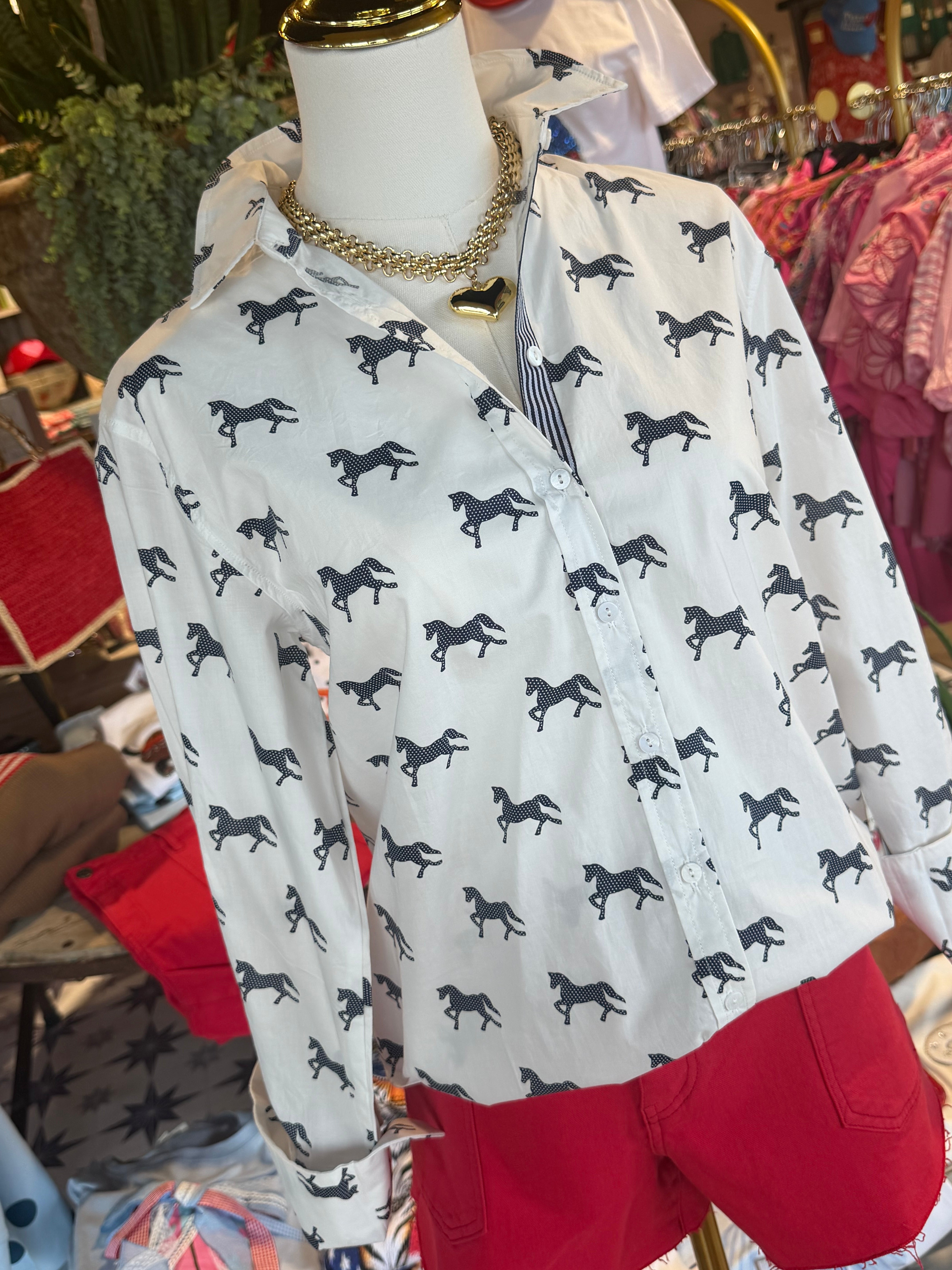 Navy Pony Club Blouse