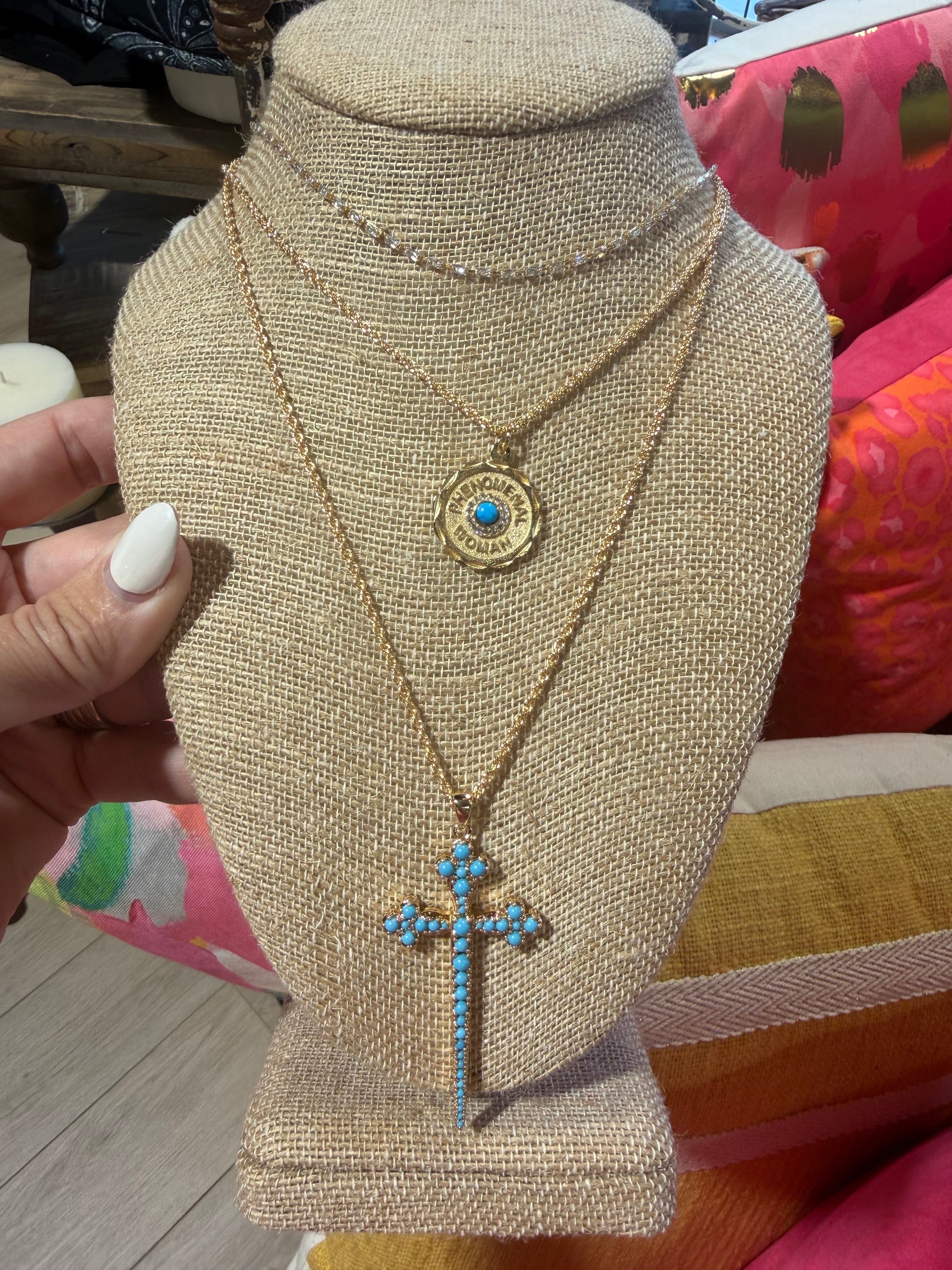 Athena Cross Turquoise Necklace