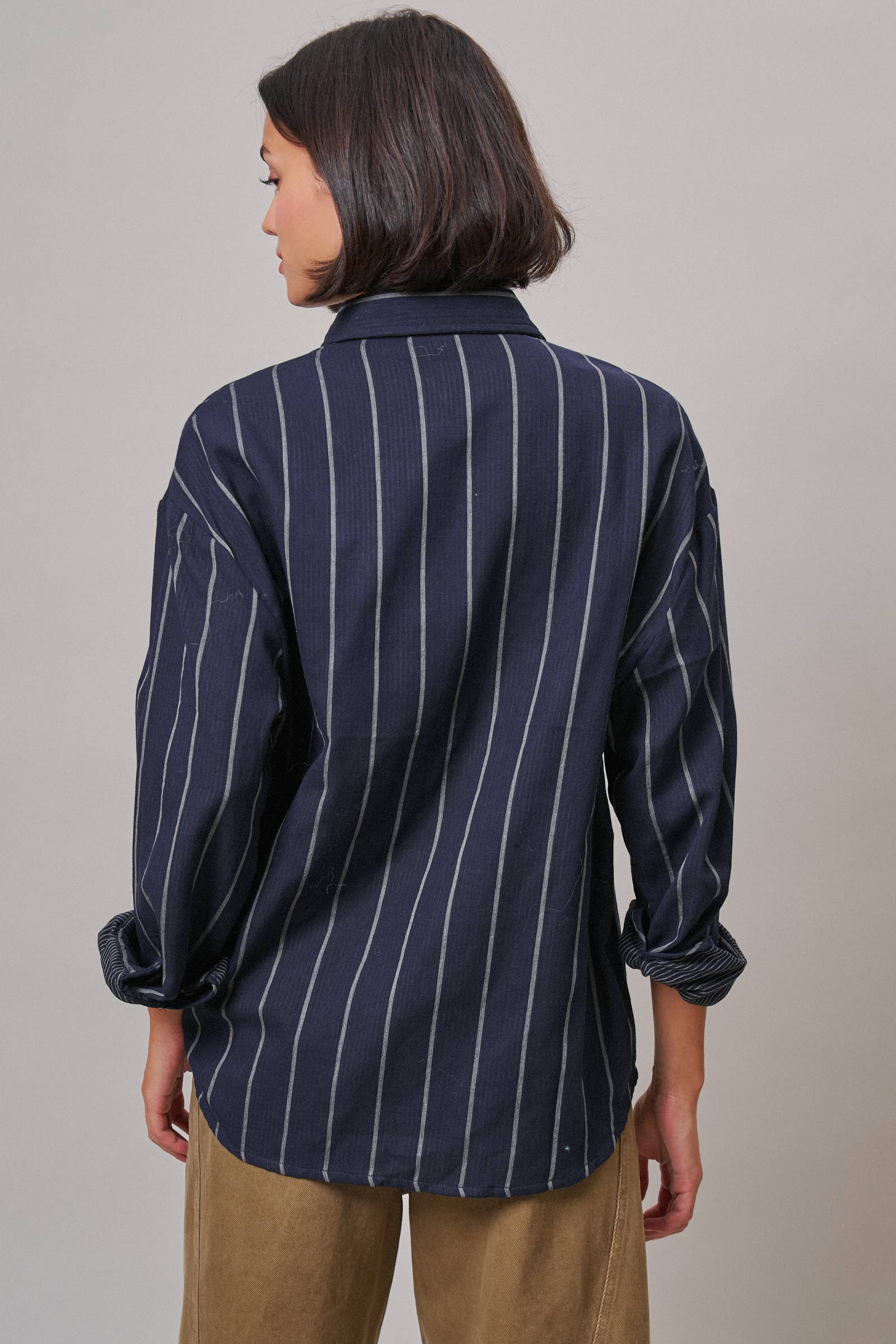Oversized Striped Button Down Shirt