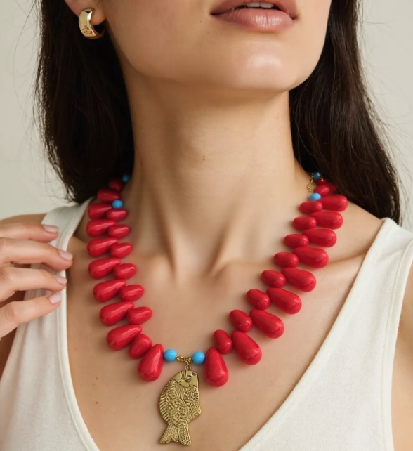 Lucky Fish Beaded Statement Necklace