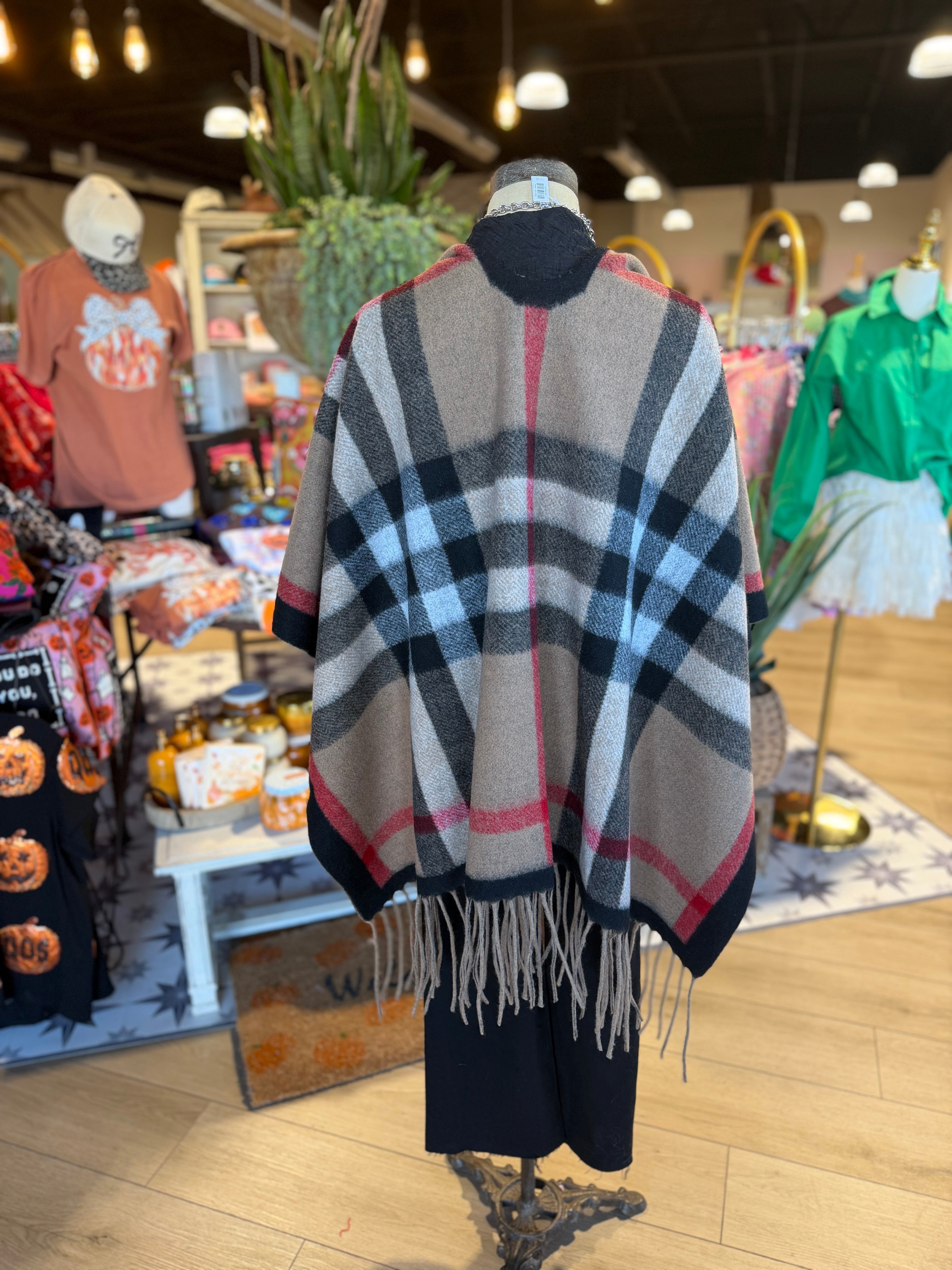 Ruana Plaid Cape