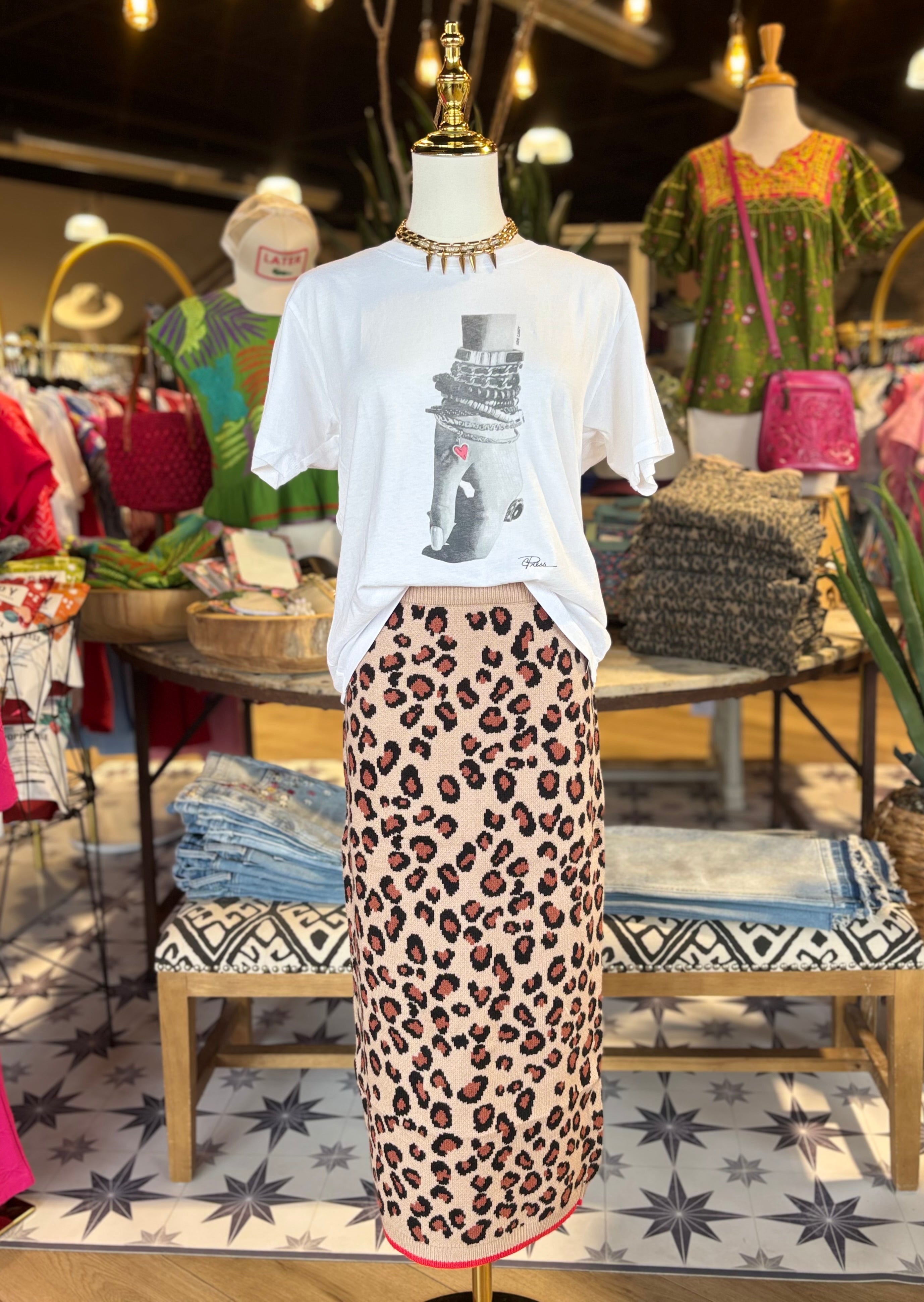 Leopard Sweater Knit Skirt