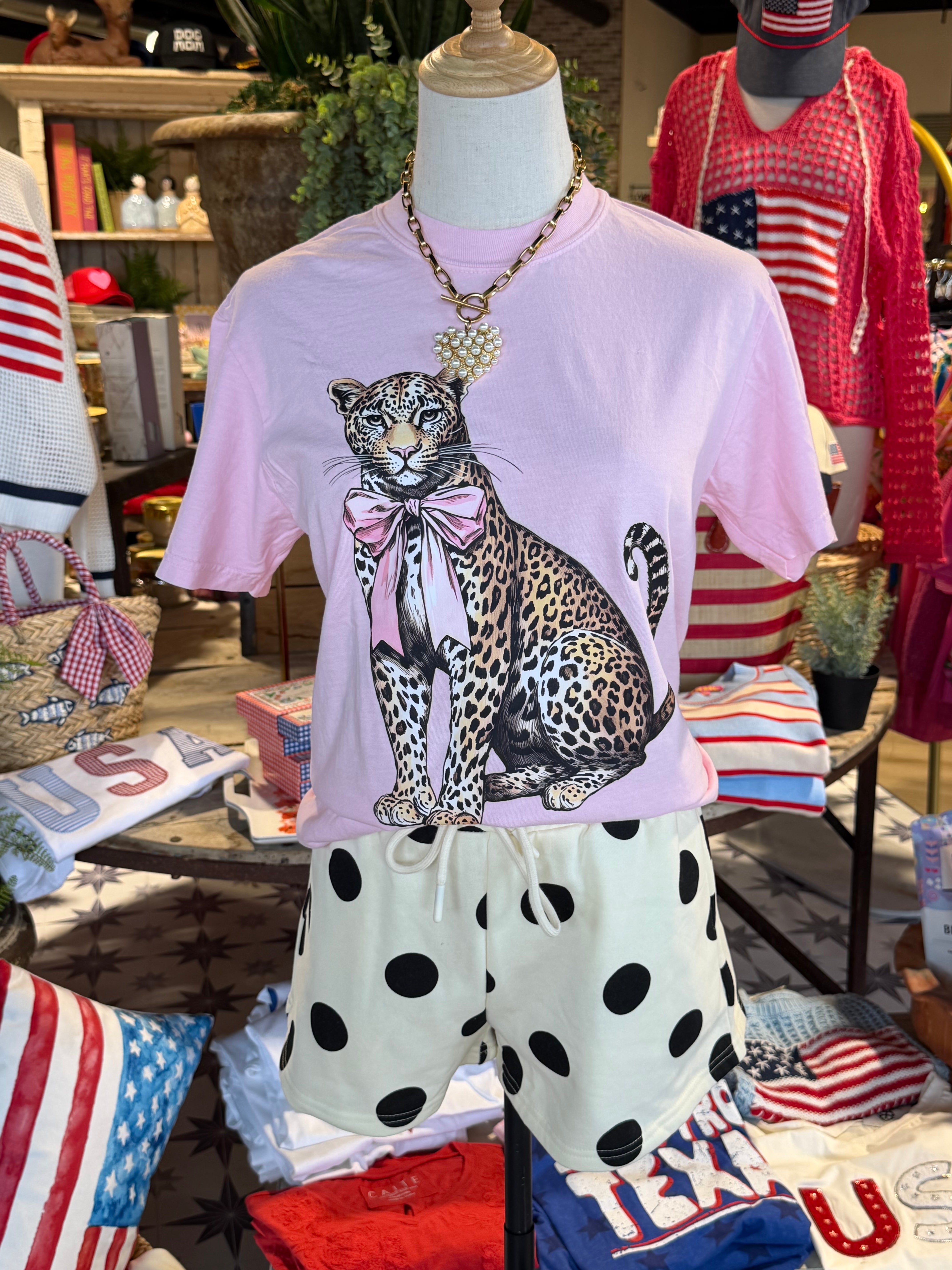 Leopard With Bow Tee