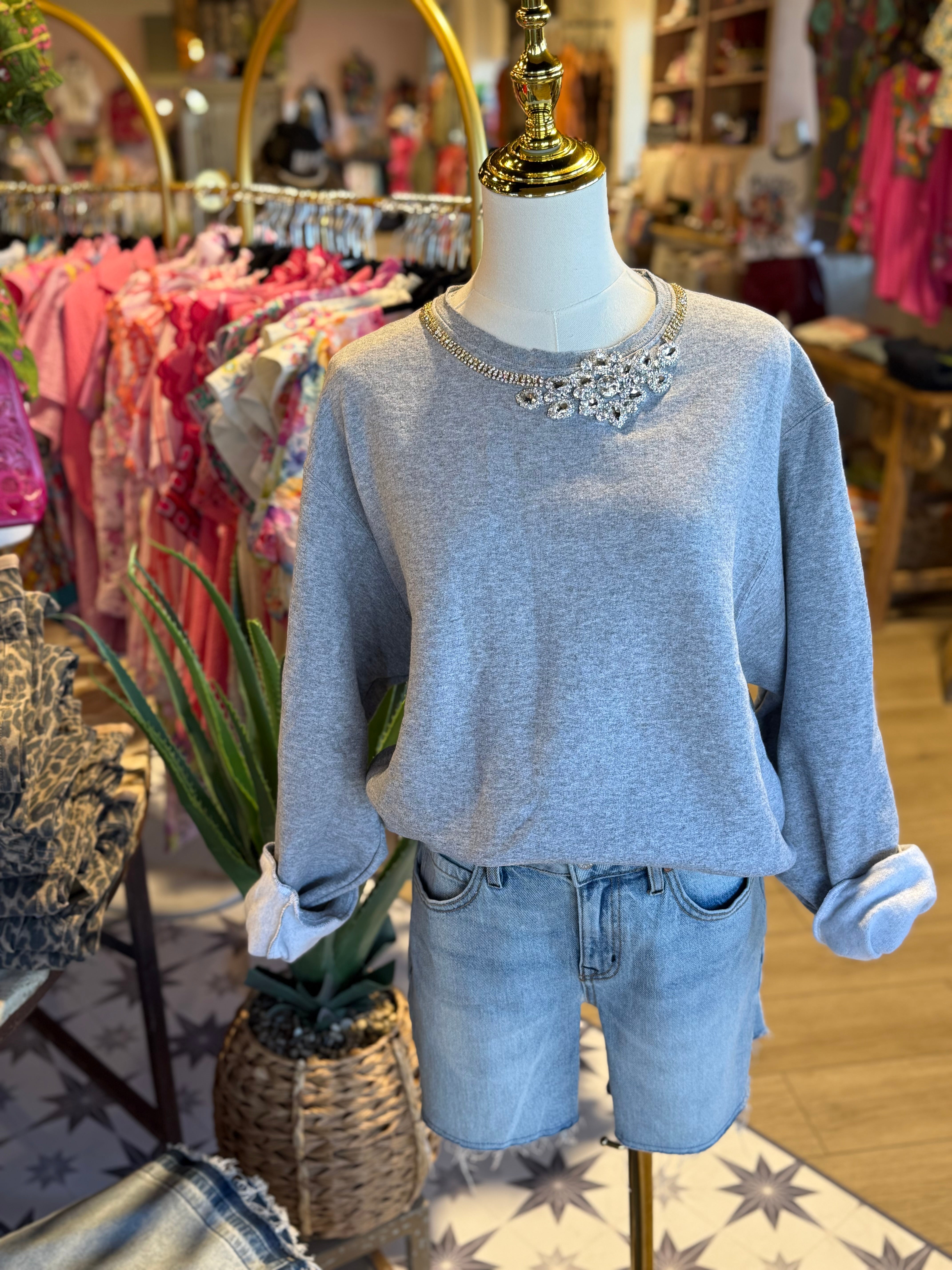 Crystal Embellished Sweater ( 2 Colors)