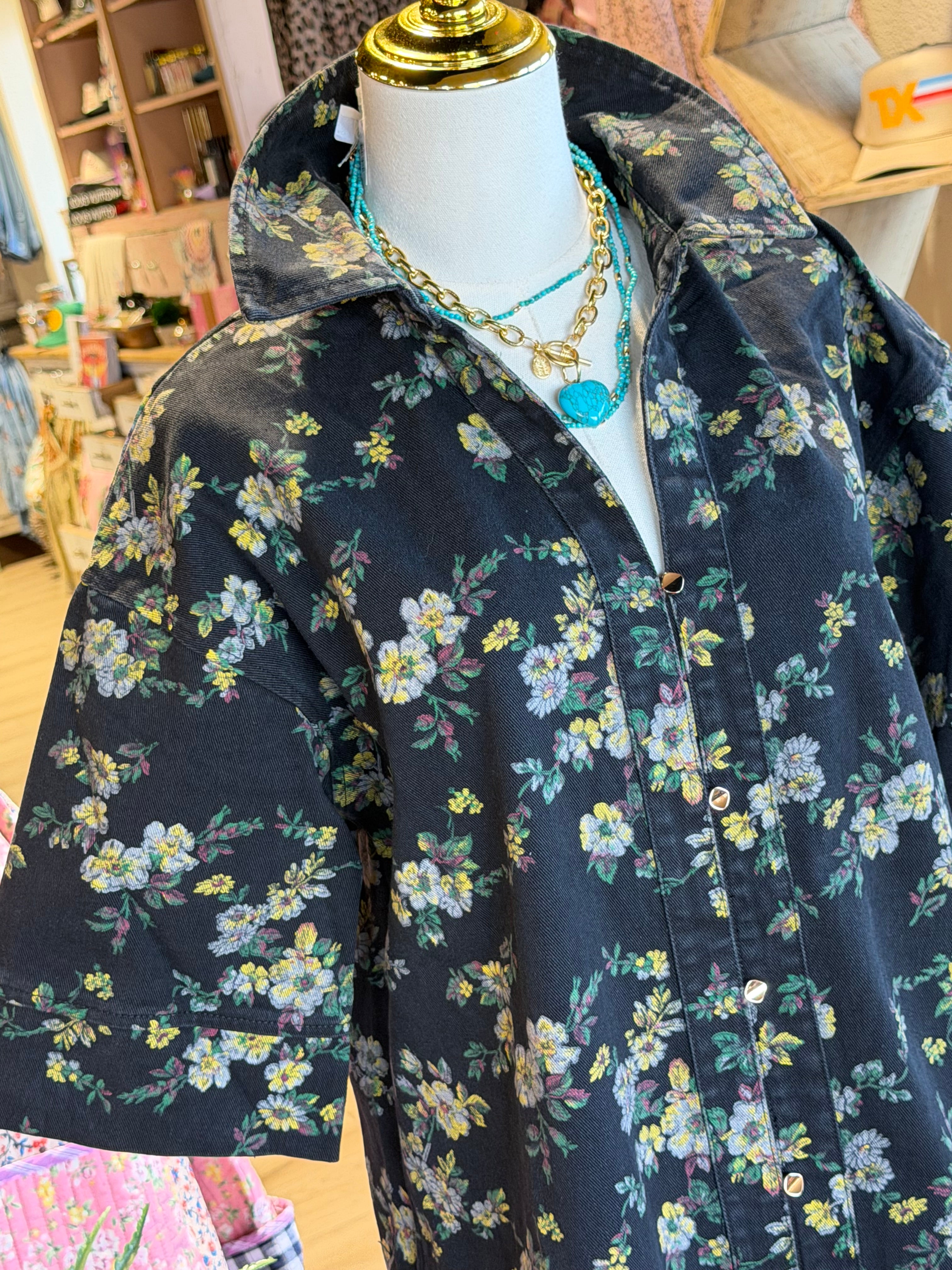 Sonja Floral  Denim Dress