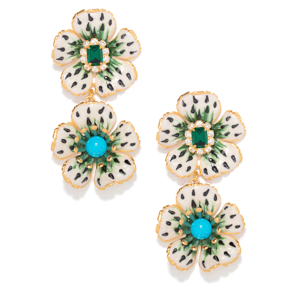 Flora Drop in Spotted Black Emerald
