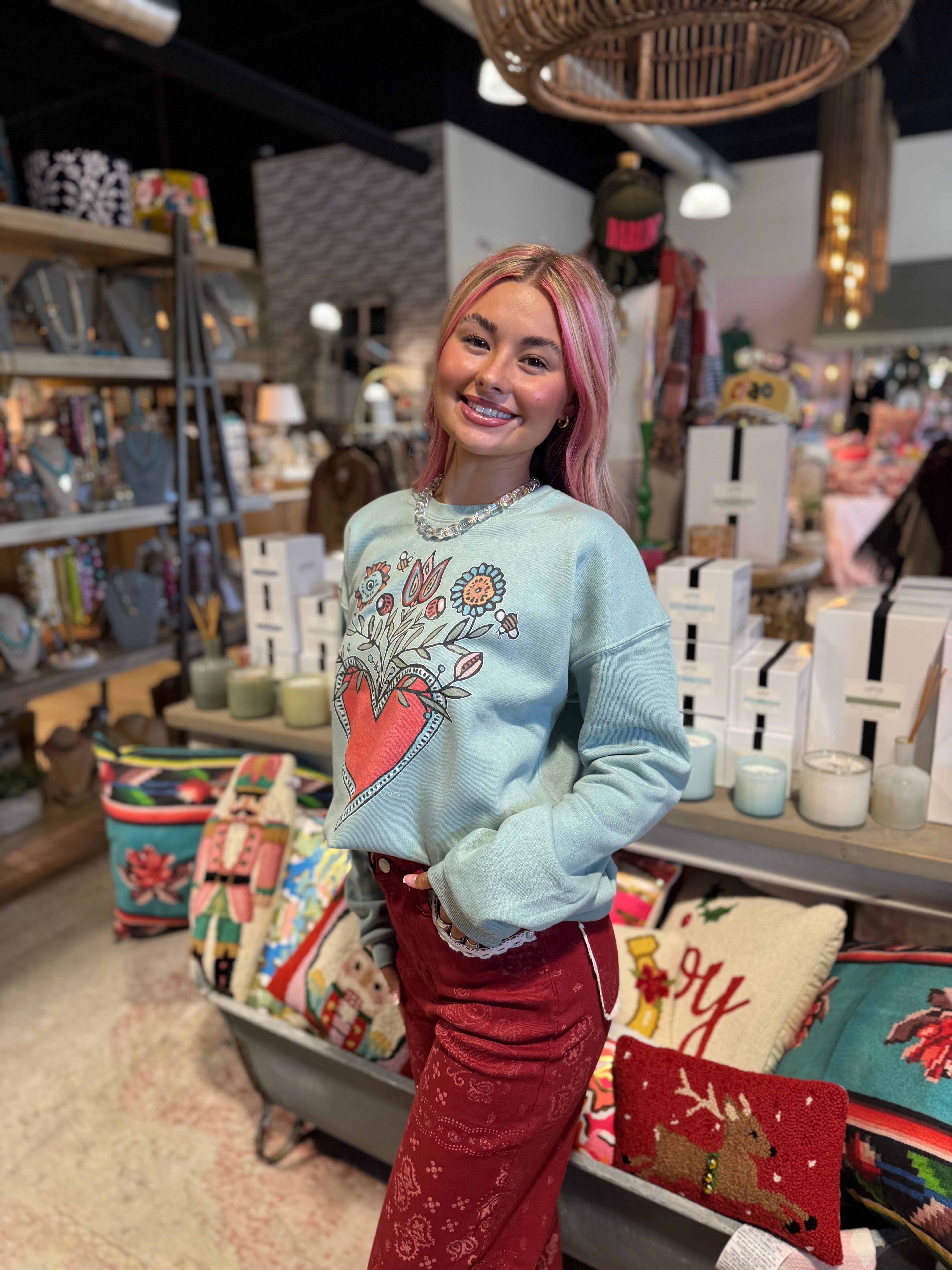 Folk Art  Heart Sweatshirt