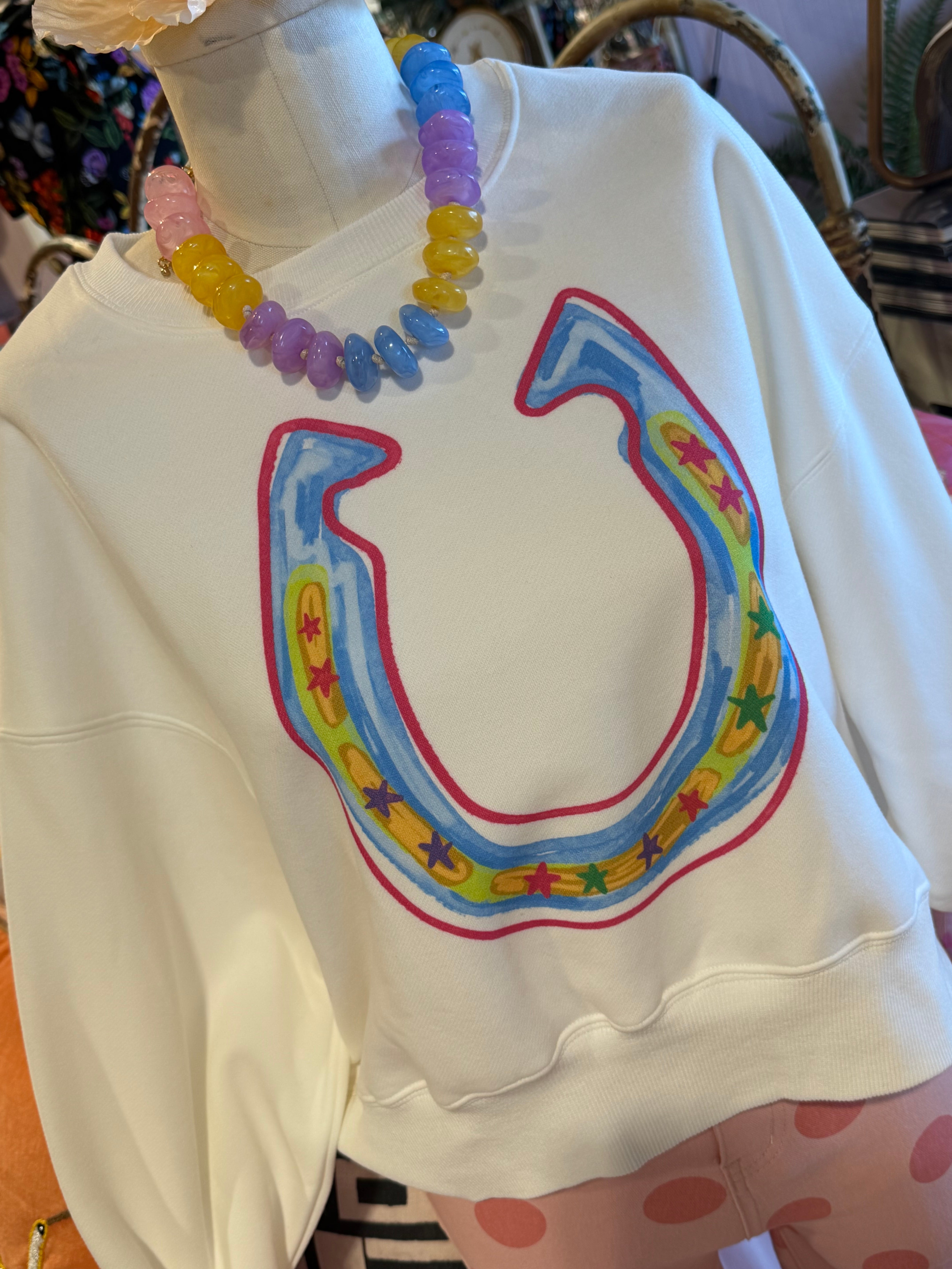 Bright Luck Horseshoe Crop Sweatshirt