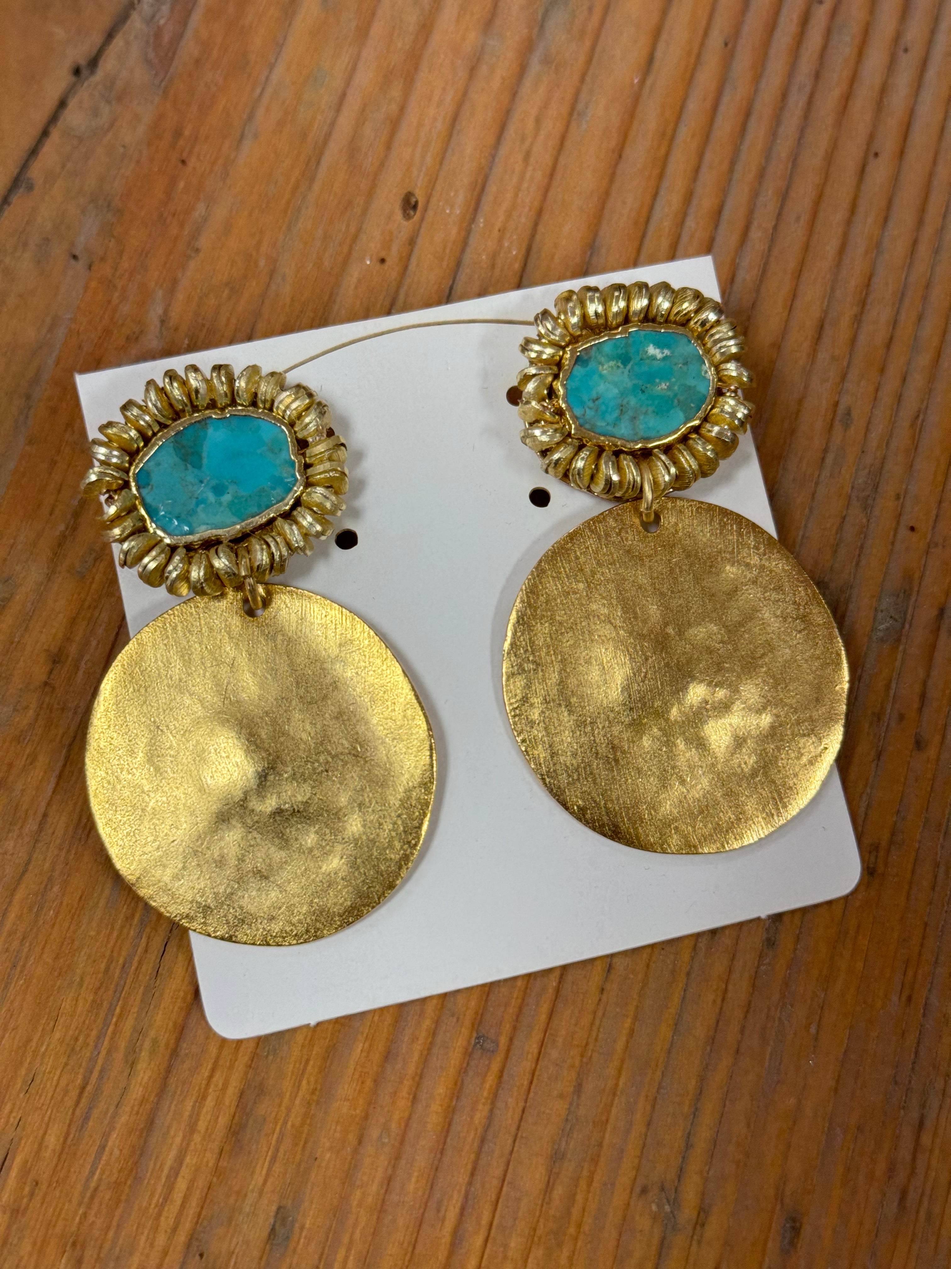 Turquoise Disk Earring