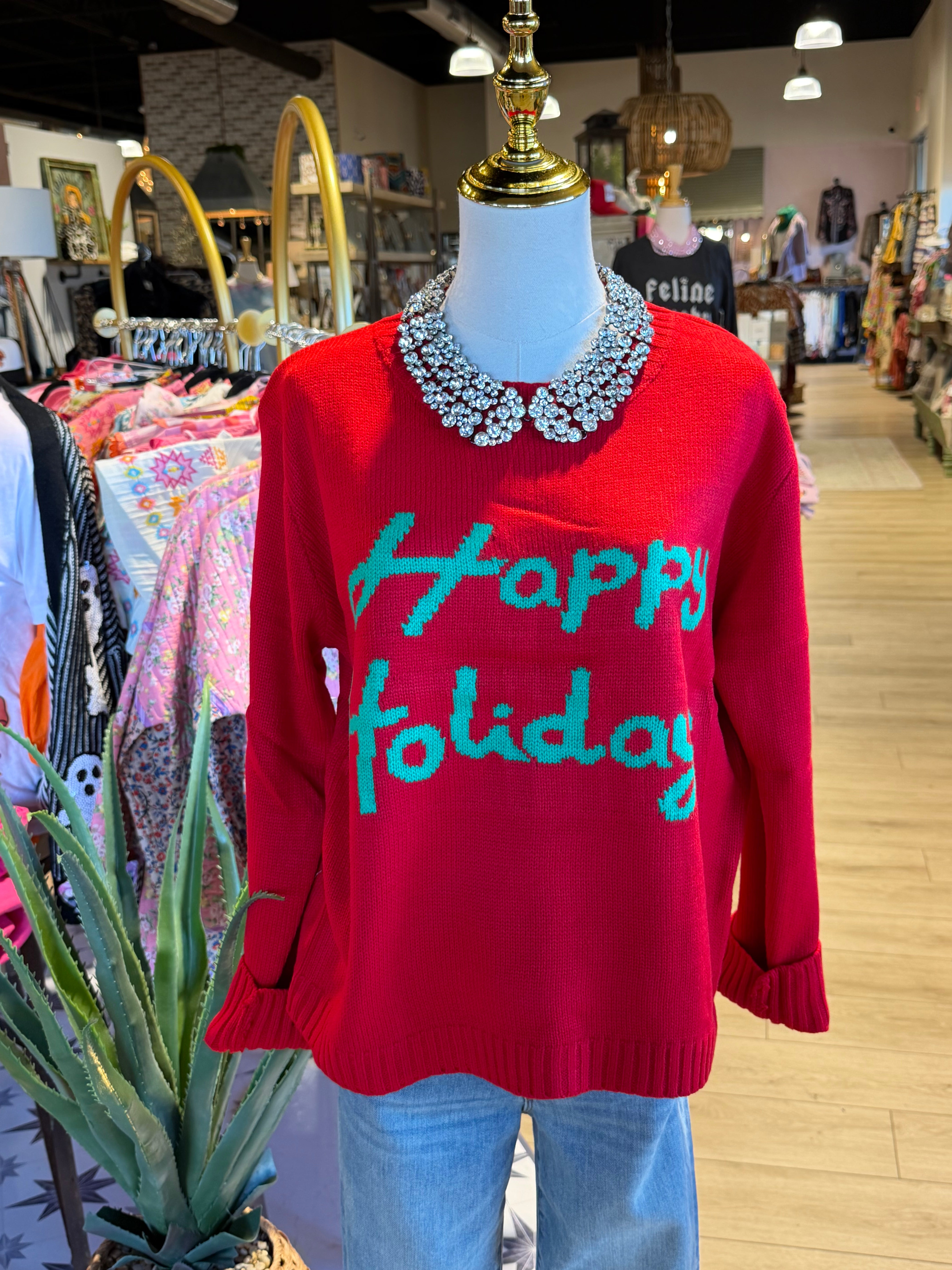 Red Happy Holiday Sweater