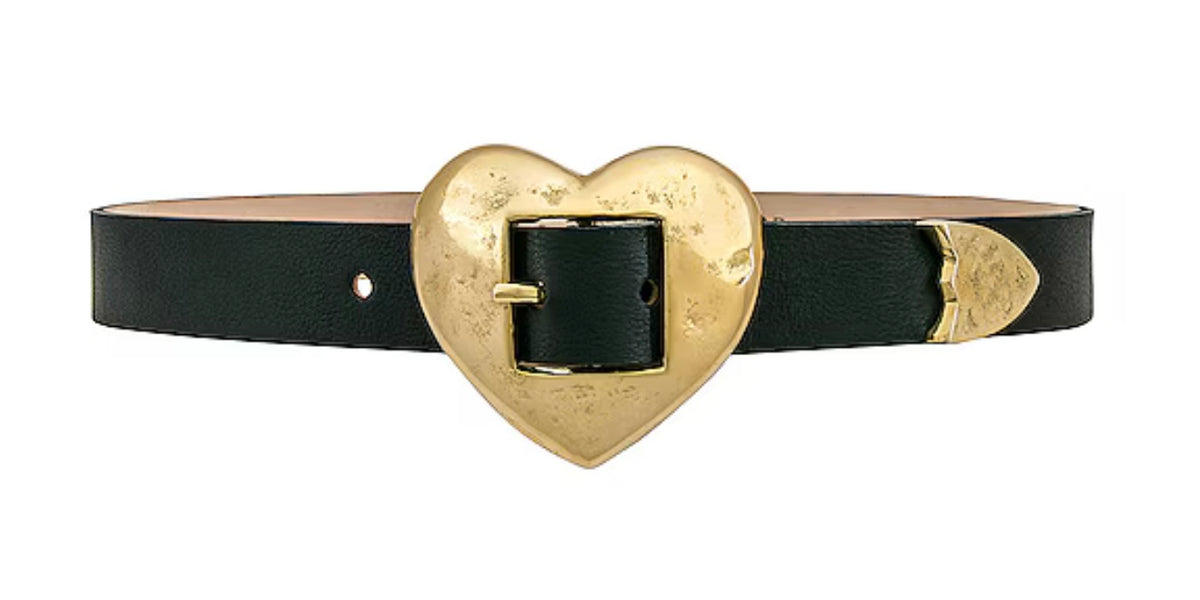 Vintage 1980s Maureen Elaine Goldtone Heart Buckle Black Leather Belt One Size 2_31ff59a2-5165-4ab1-96f0-  main image 4