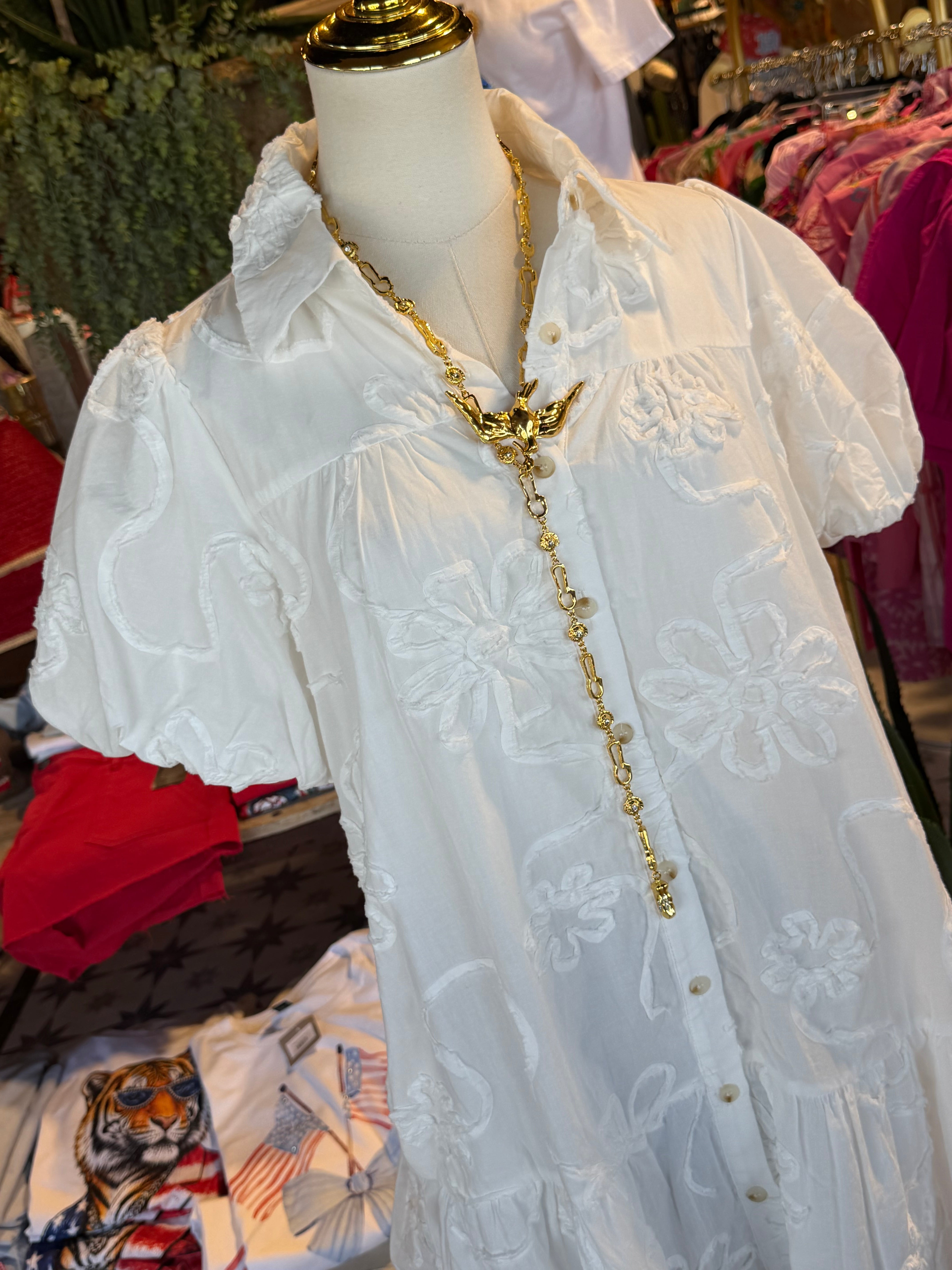 White Textured Dress