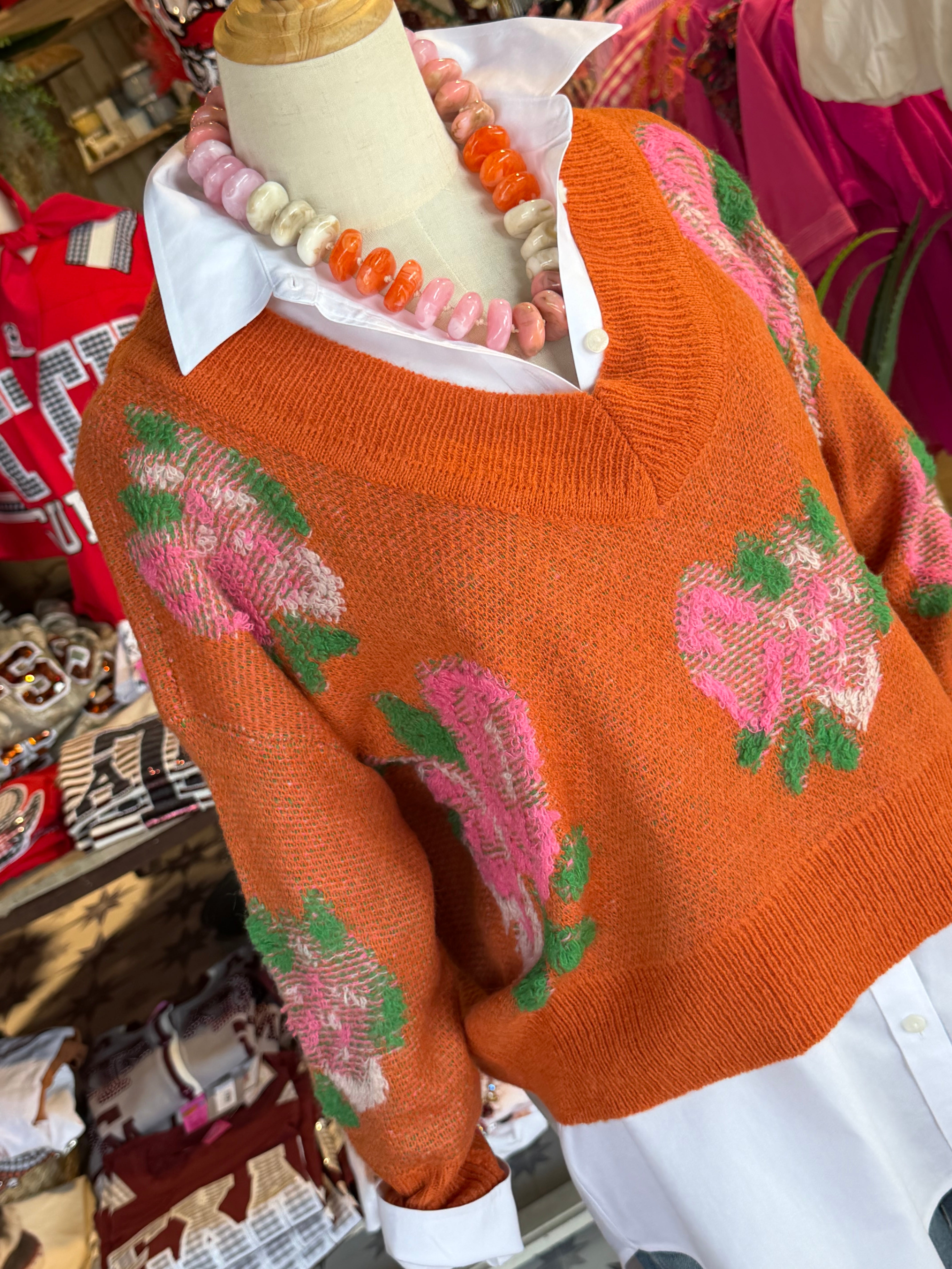 3D  Floral Sweater