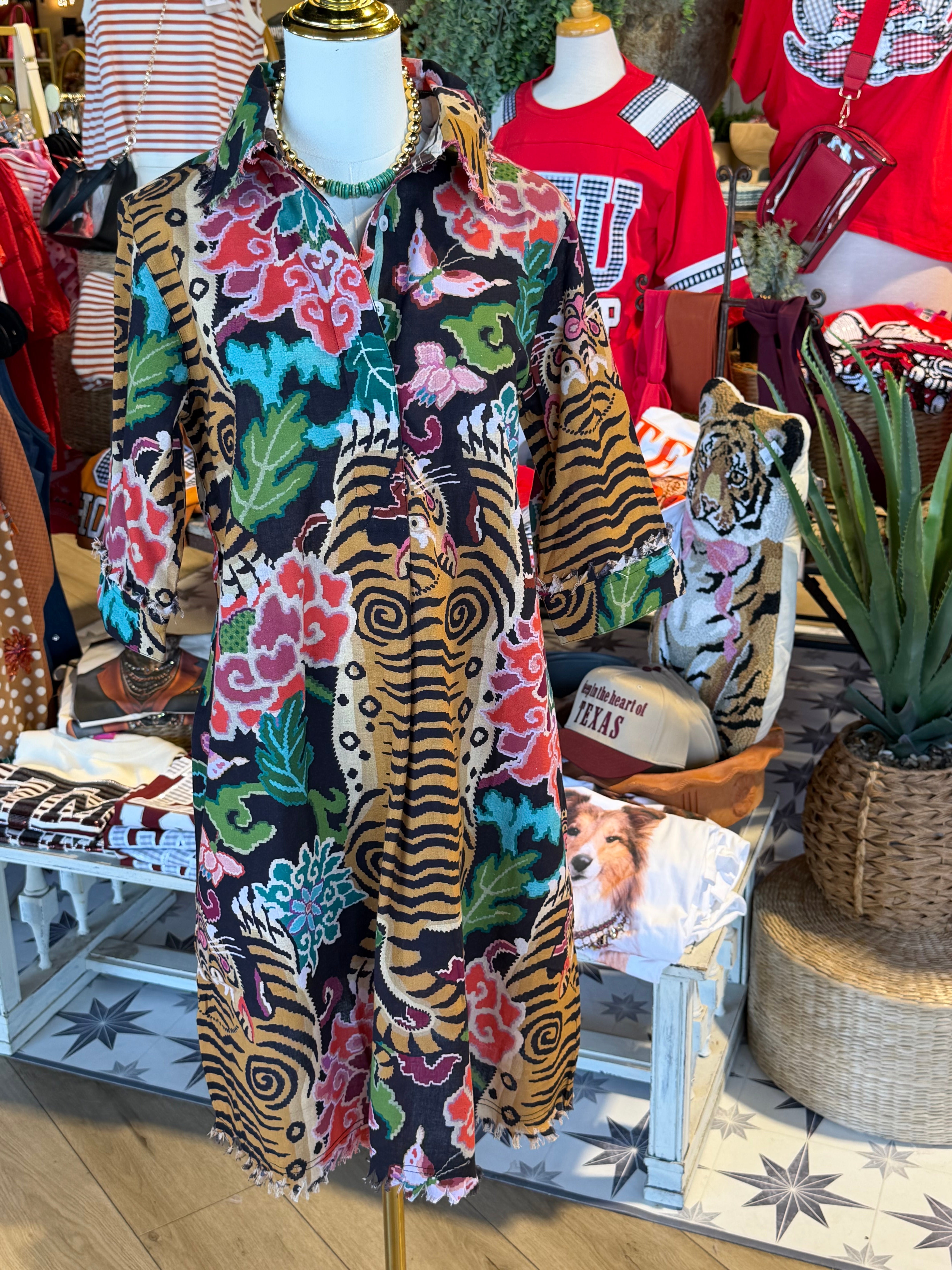 Chatham Dress Tiger Rug Print