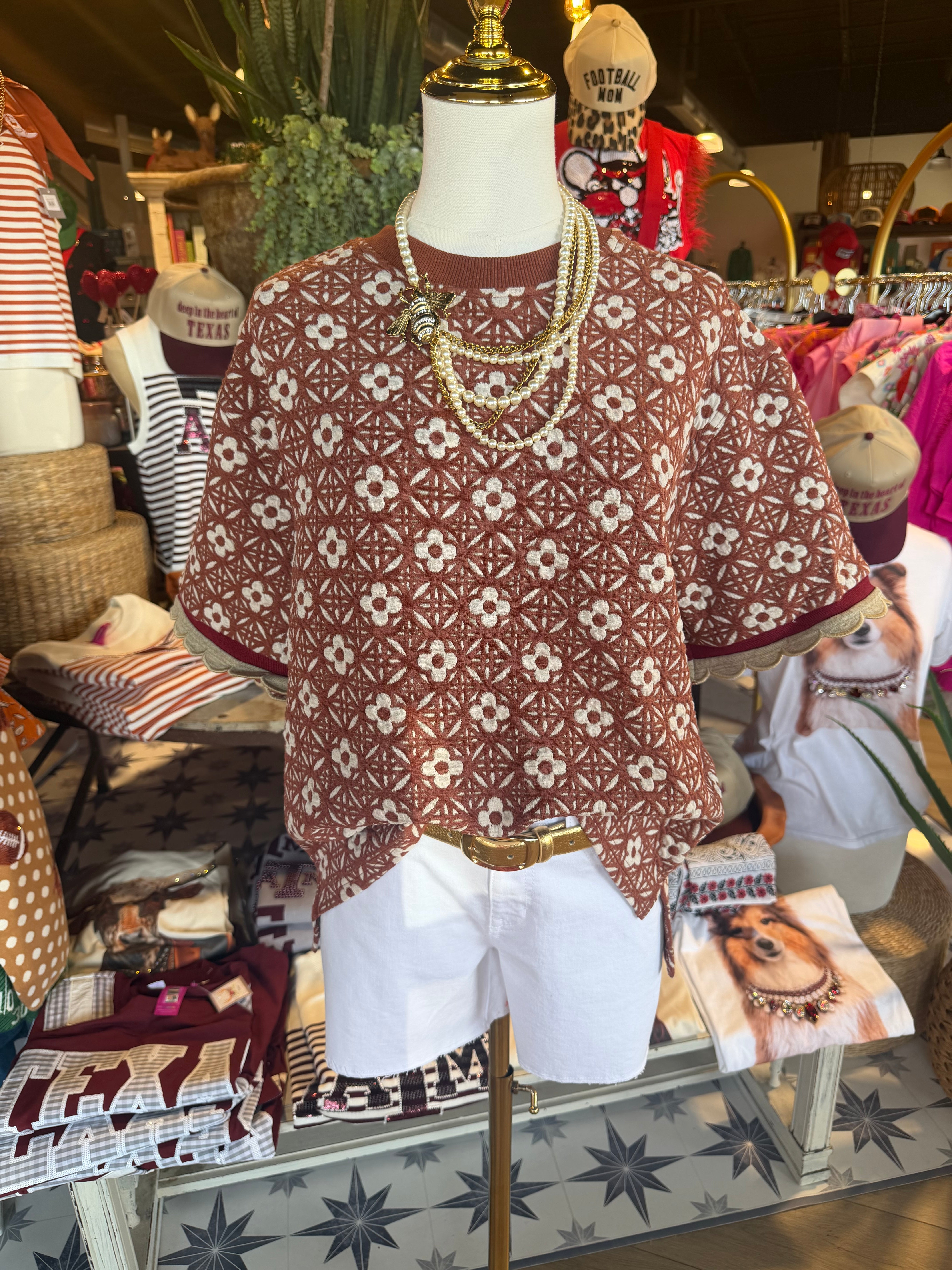 Jacquard Rust Top