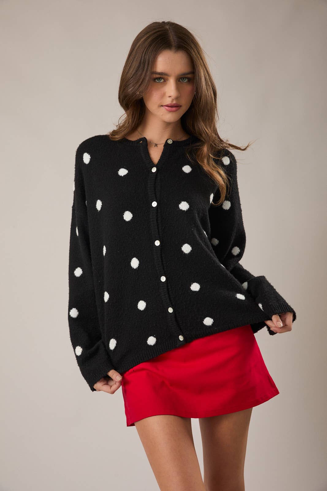POLKA DOT SWEATER CARDIGAN