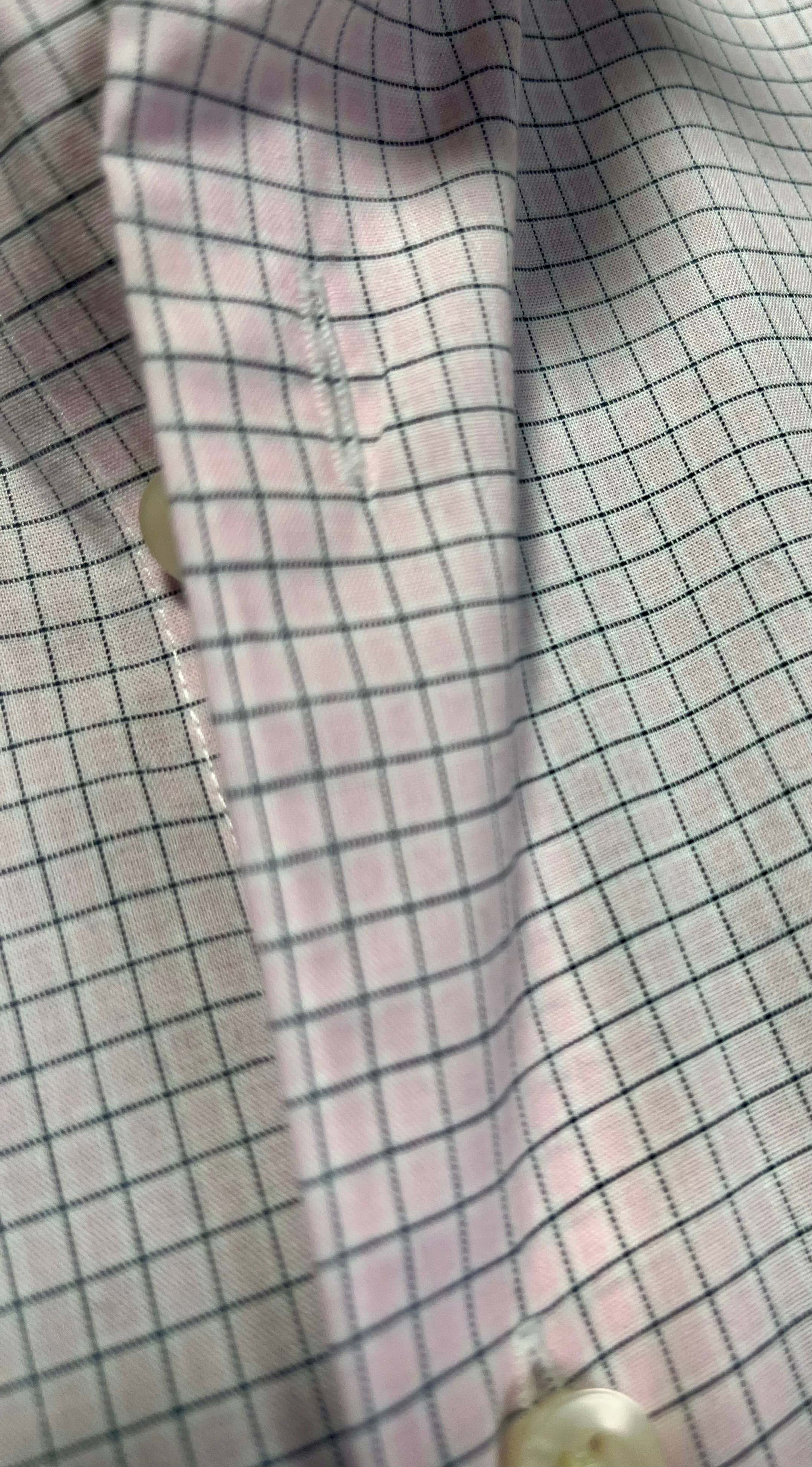 Bespoke Ruffle Collar  Women Shirt Pink Black Plaid  S-M
