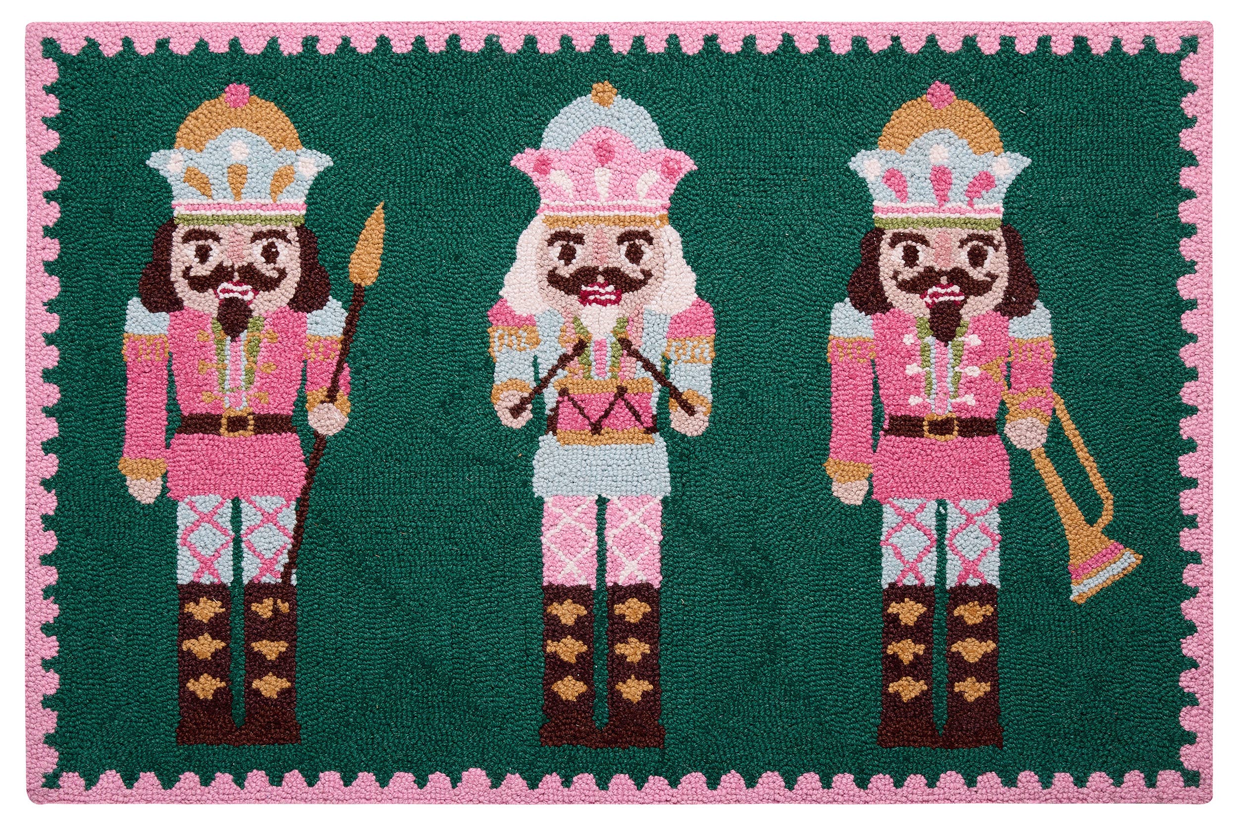 Green & Pink Nutcracker Hook Rug