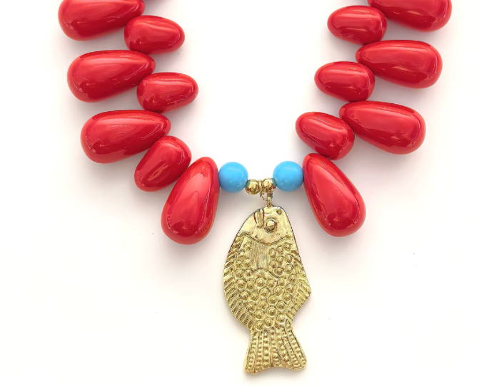 Lucky Fish Beaded Statement Necklace