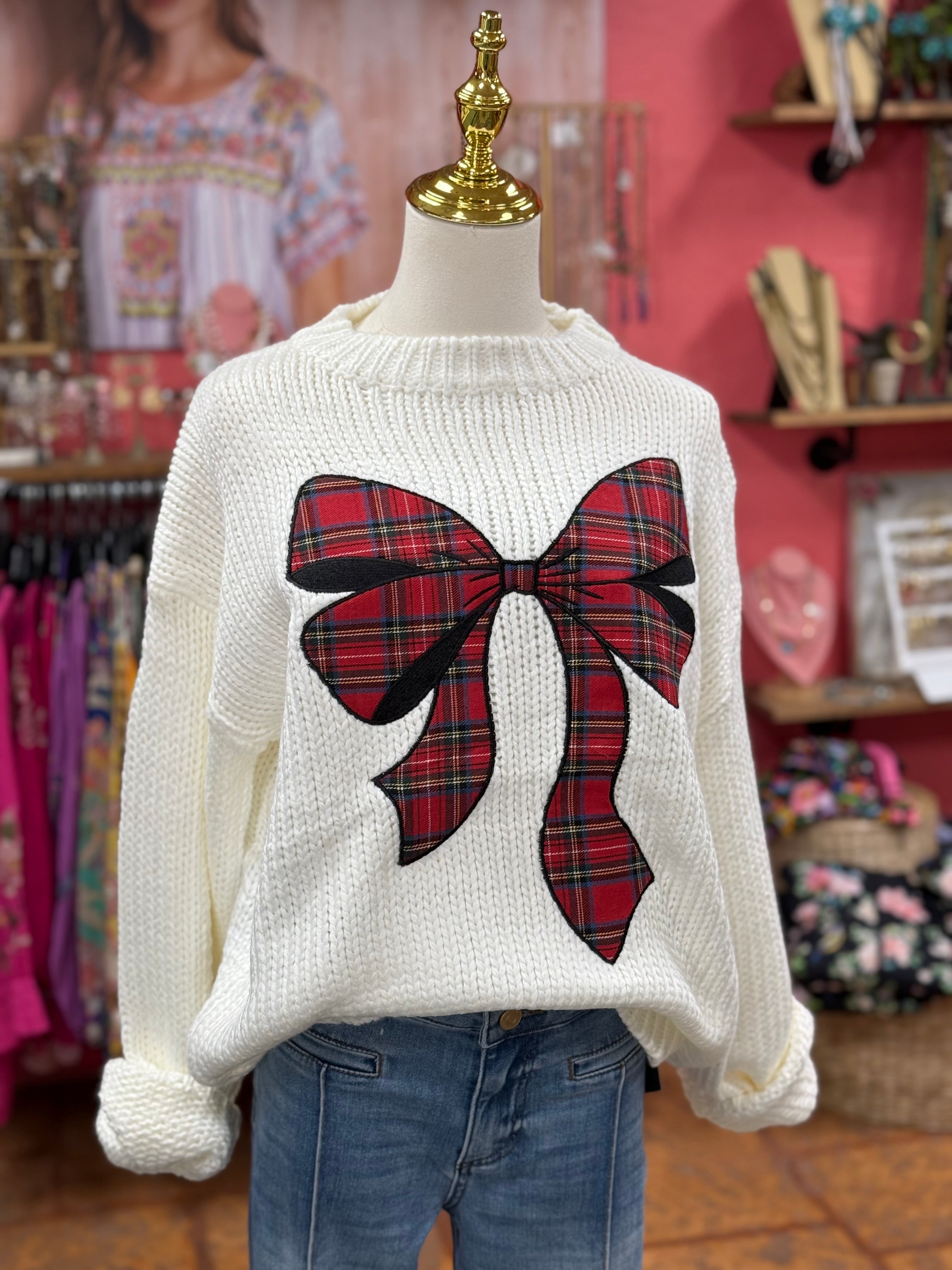 Tartan Bow Sweater