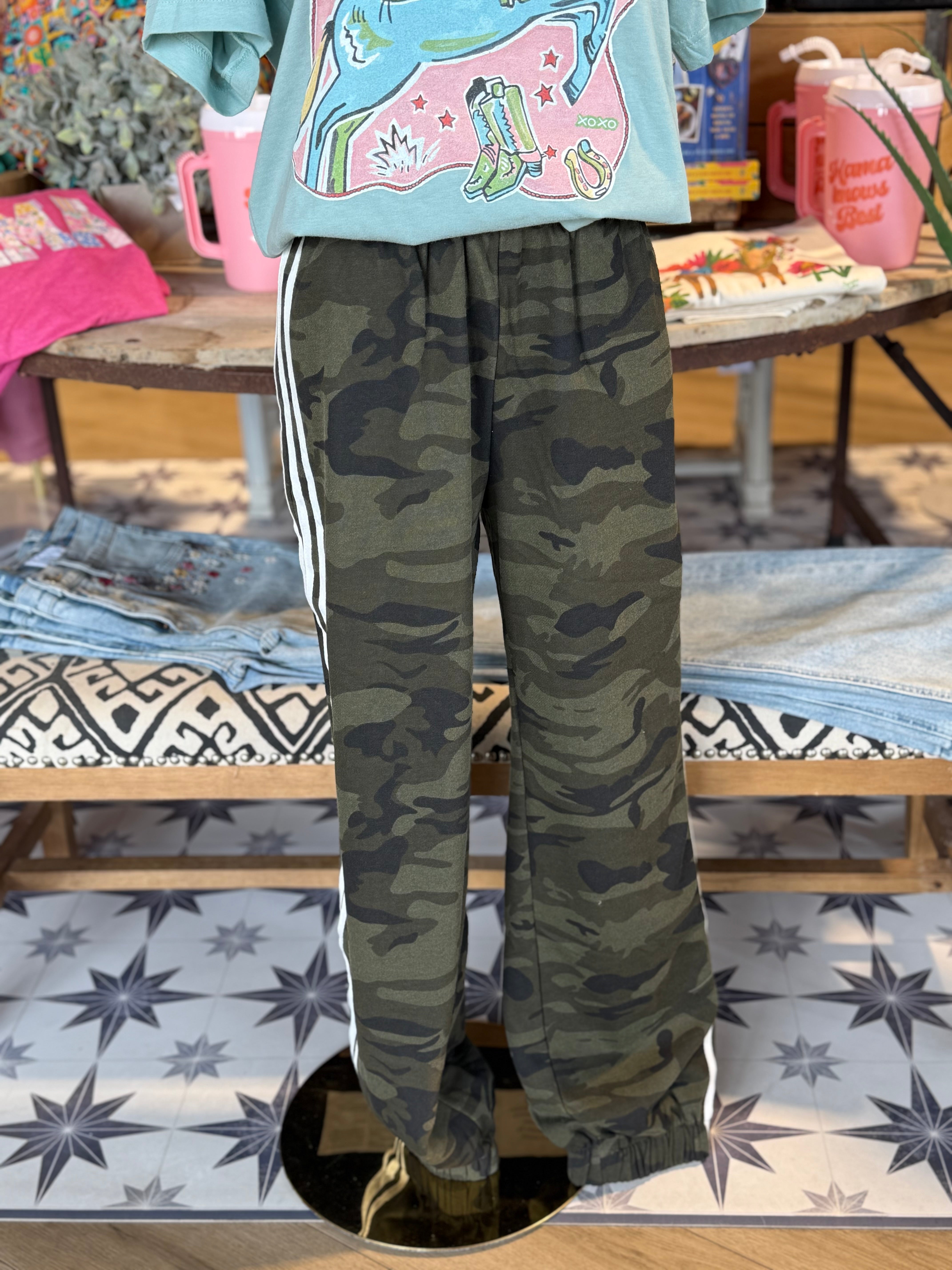 White Stripe Camo Jogger