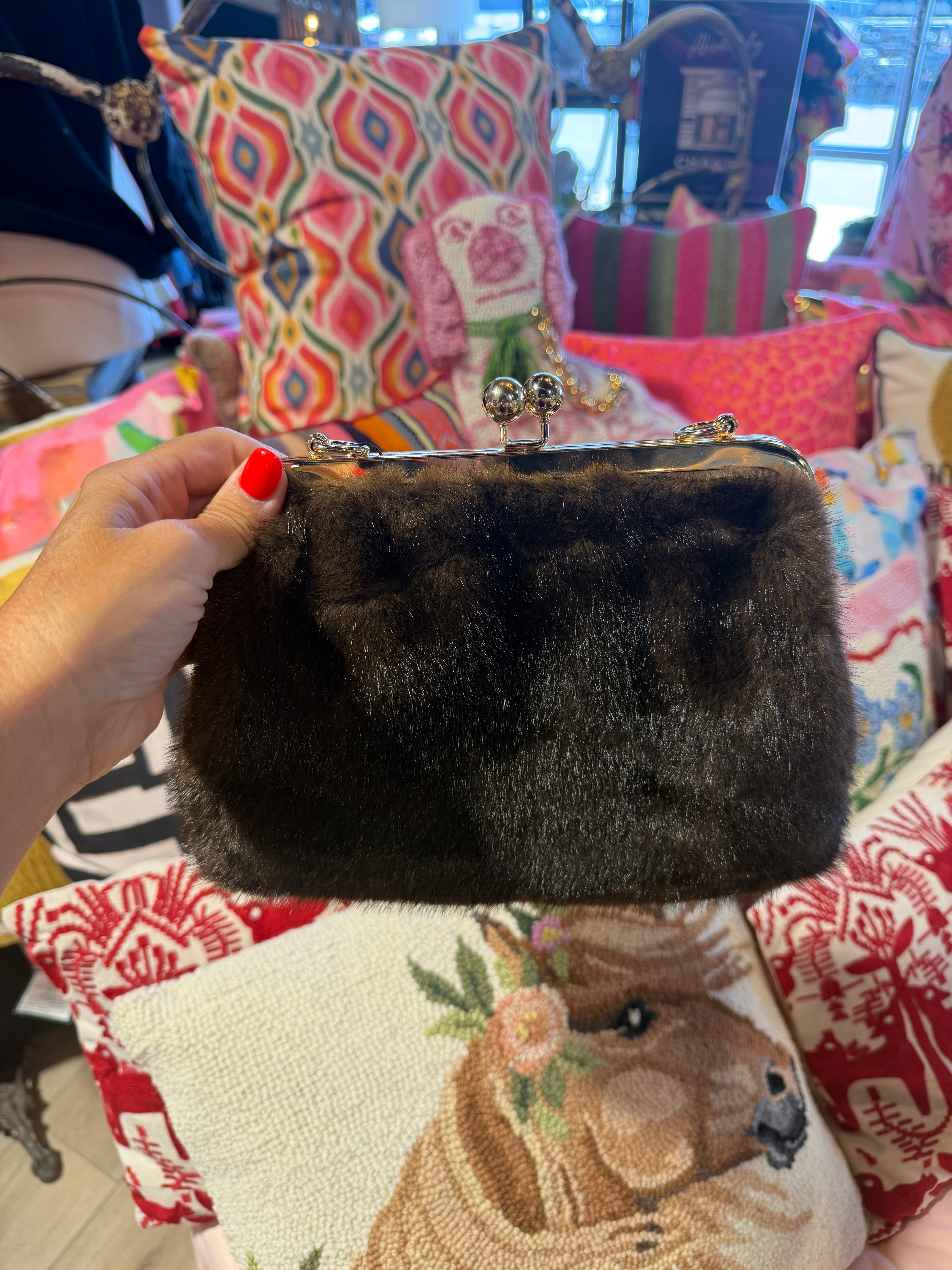 Sarah Faux Fur Clutch- WS