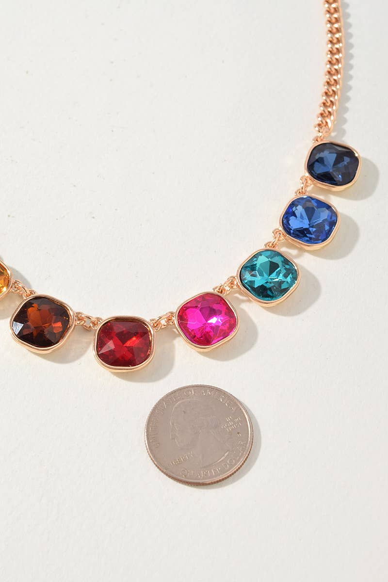 Cushion Cut Crystal Necklace