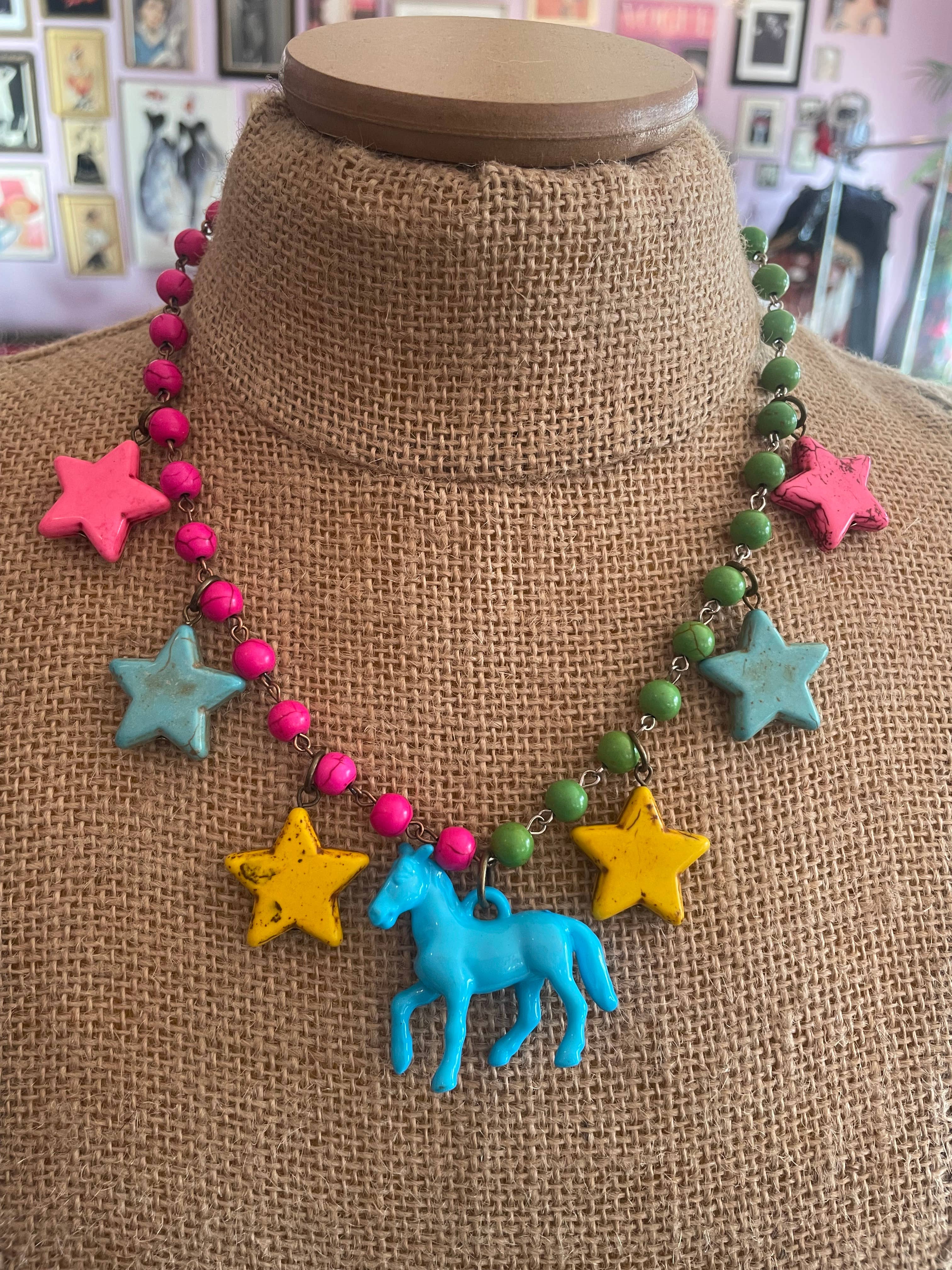 Multi color Stars & Pony Power Necklace