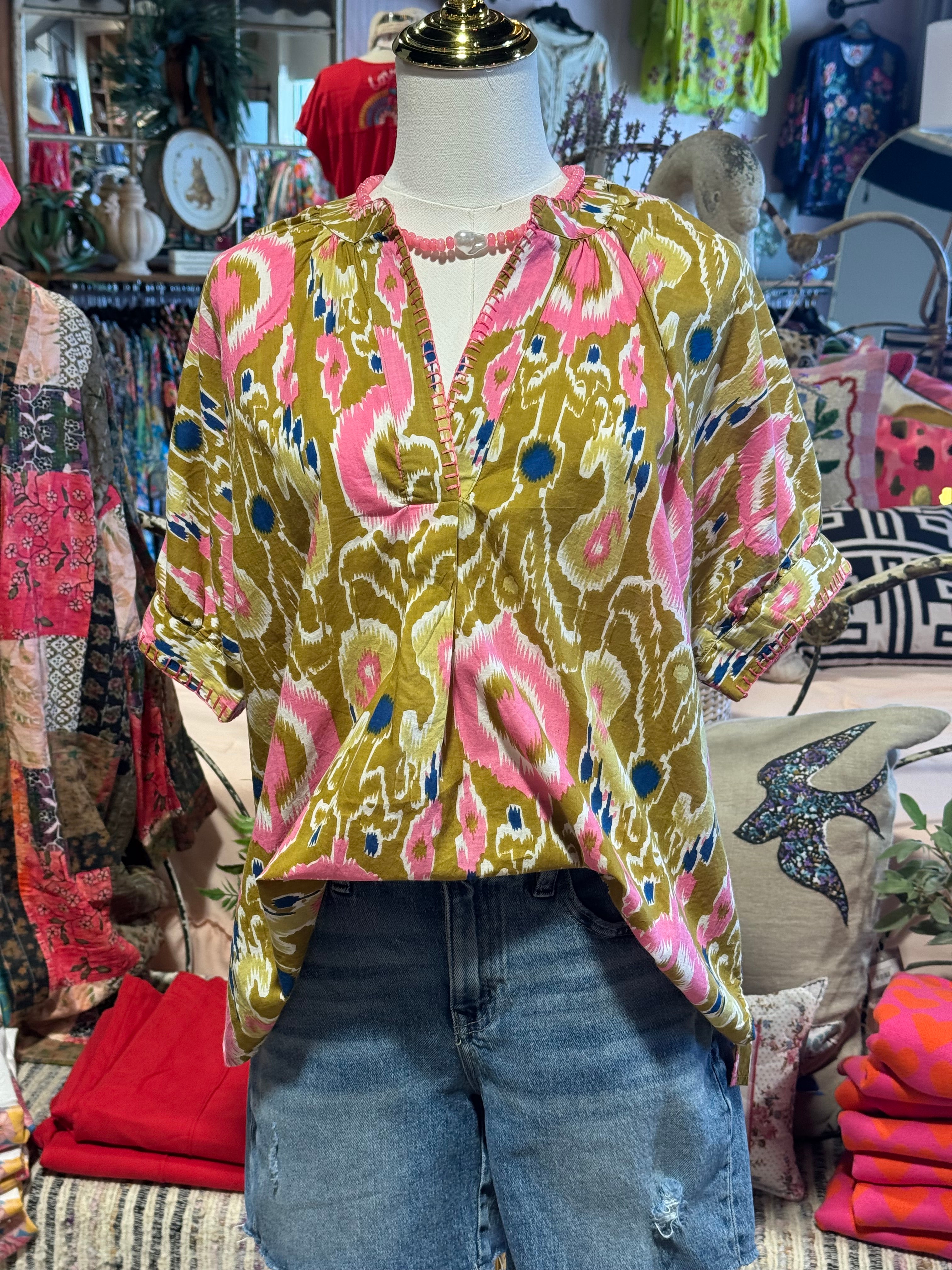 Ikat Rae Popover Top