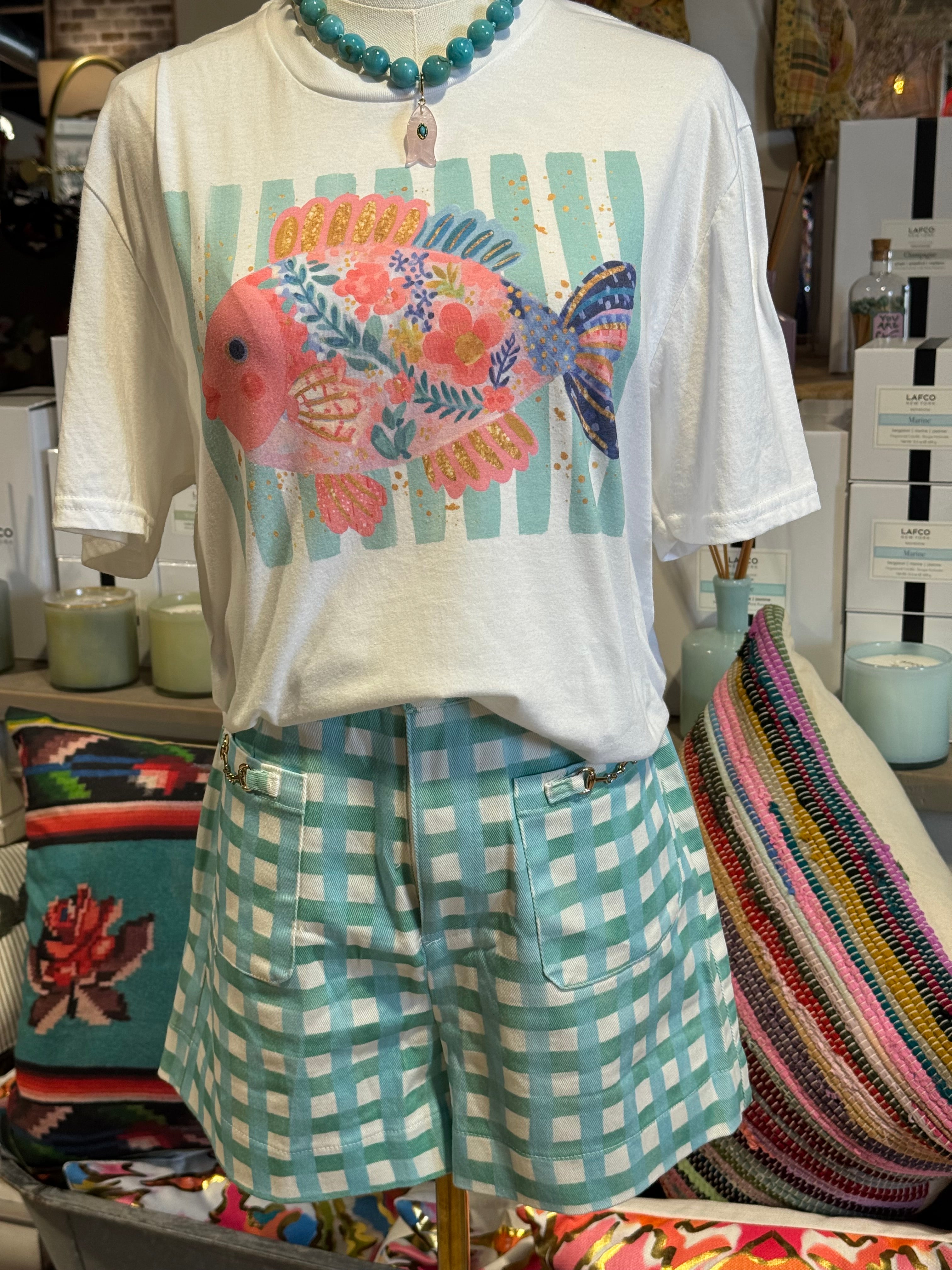 Preppy Fish Floral Lilly Inspired Beach Resort Graphic Tee