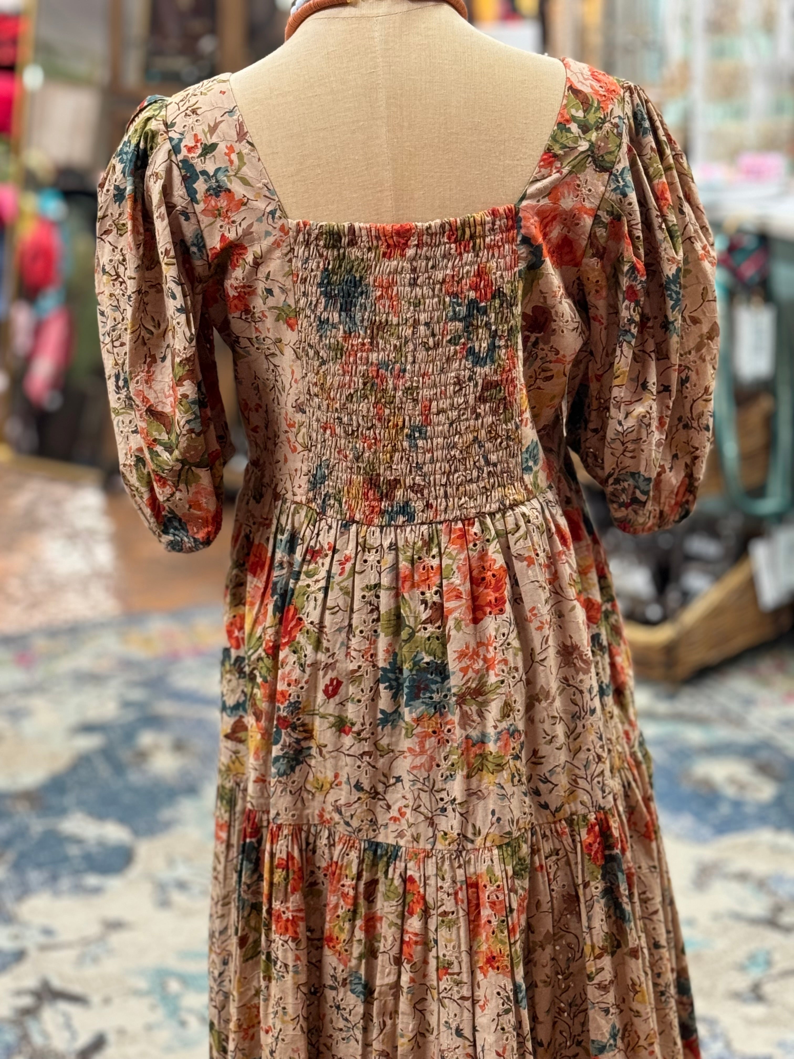 Floral Fall Eyelet Dress