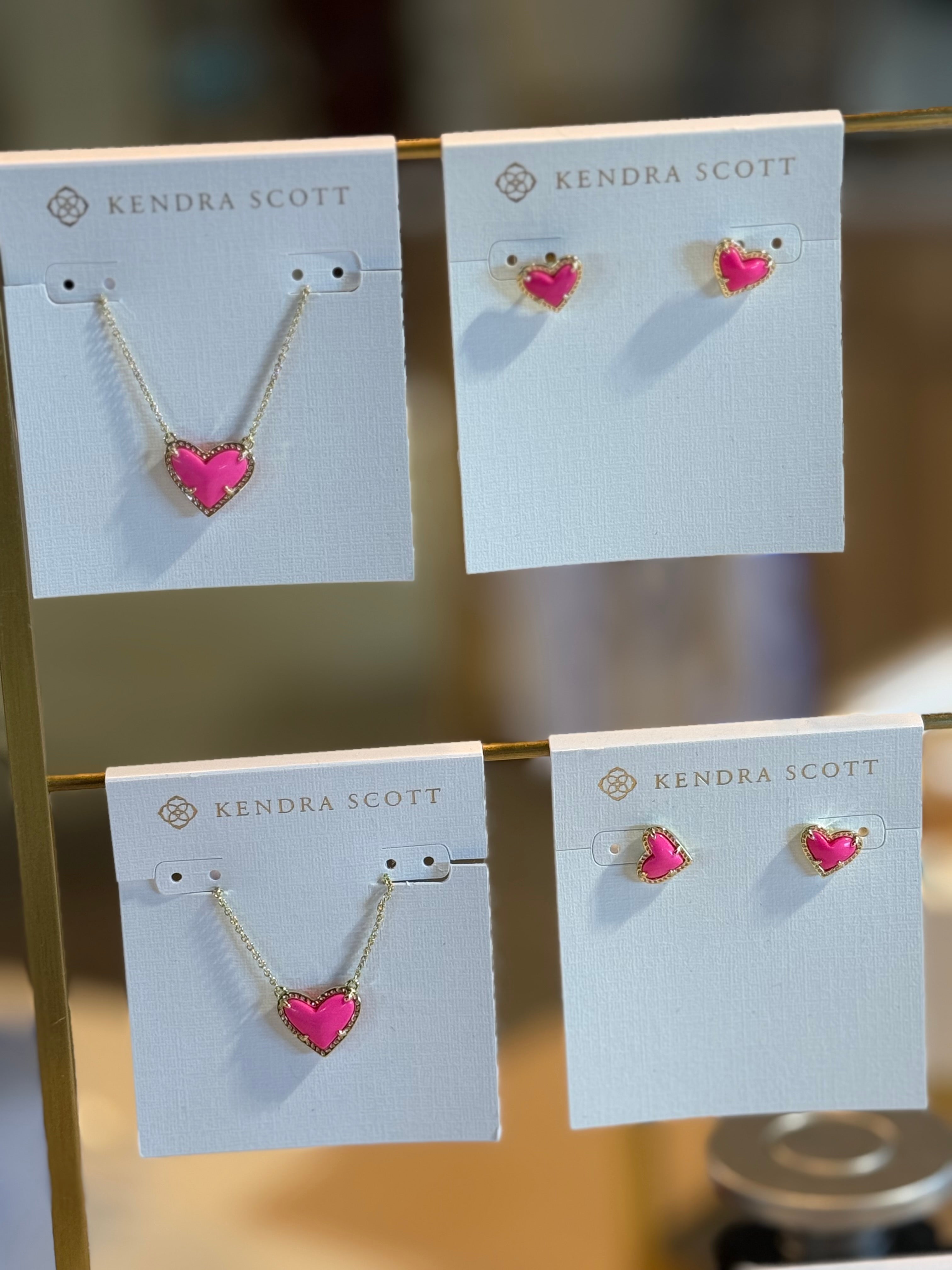 Ari Pink Heart Necklace or Earrings