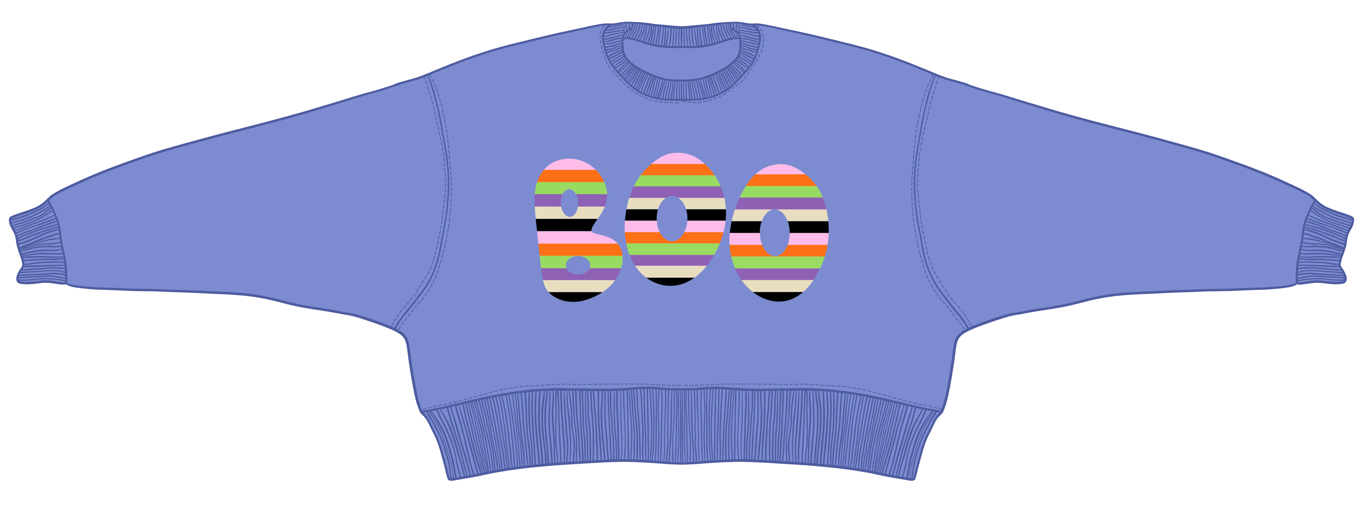 Striped Boo Crop Sweatshirt