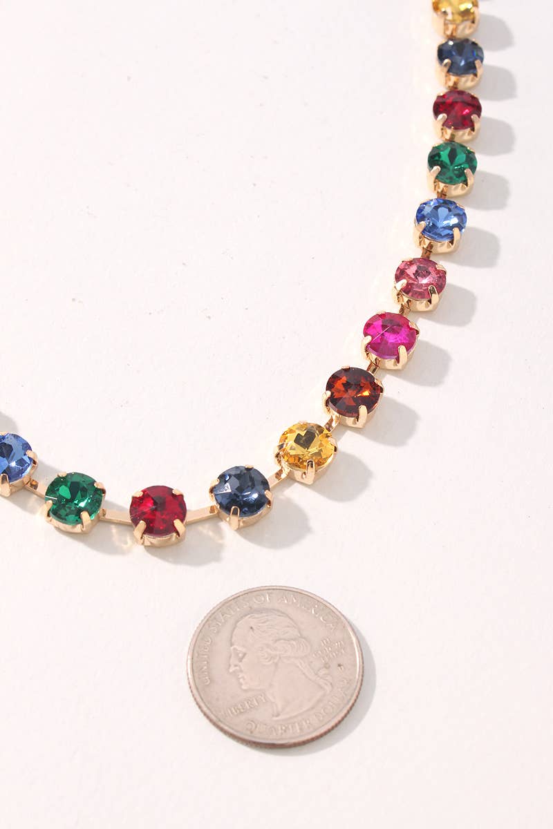 Rainbow Crystal Tennis Necklace
