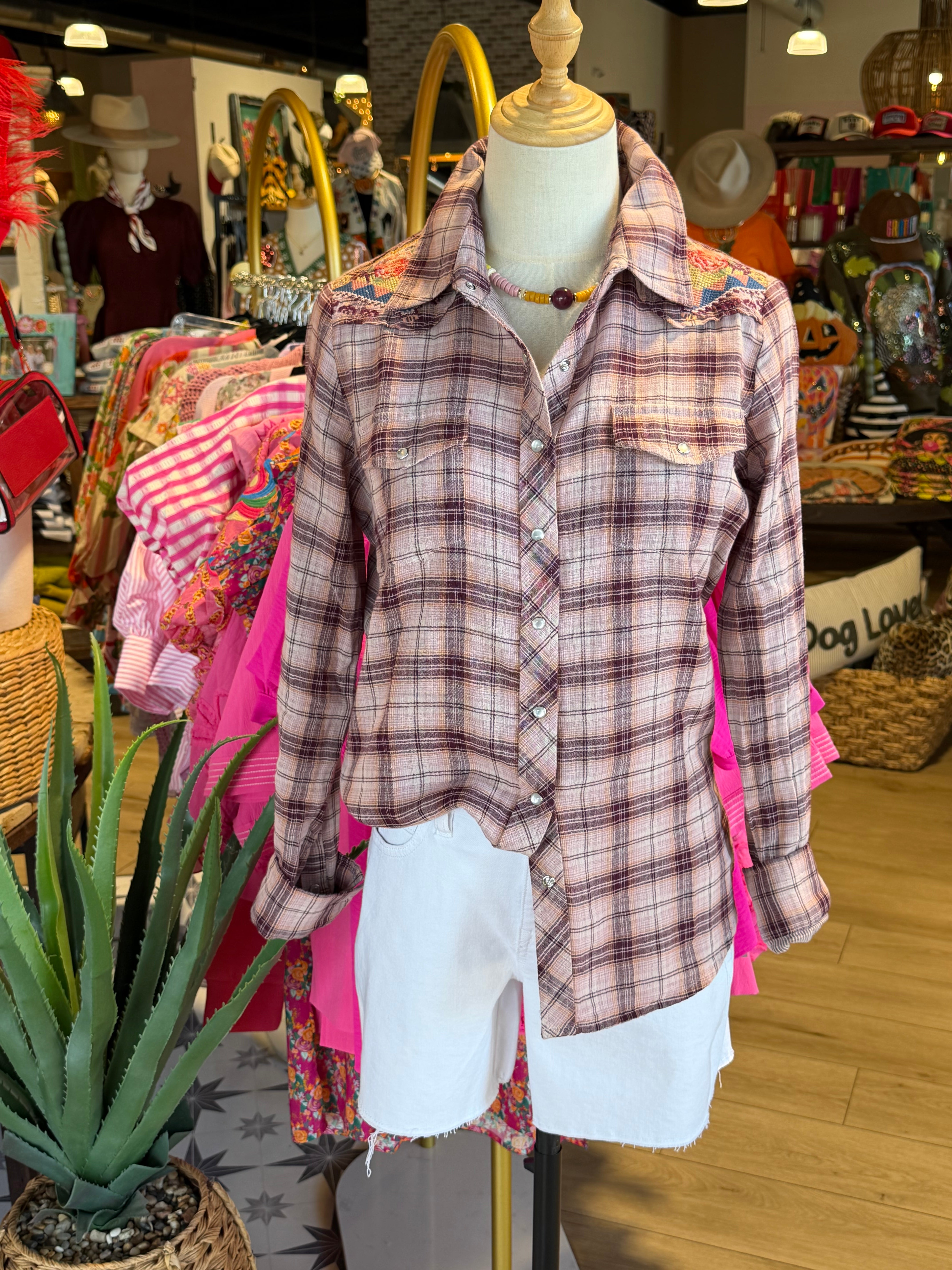 Inez Plaid Top