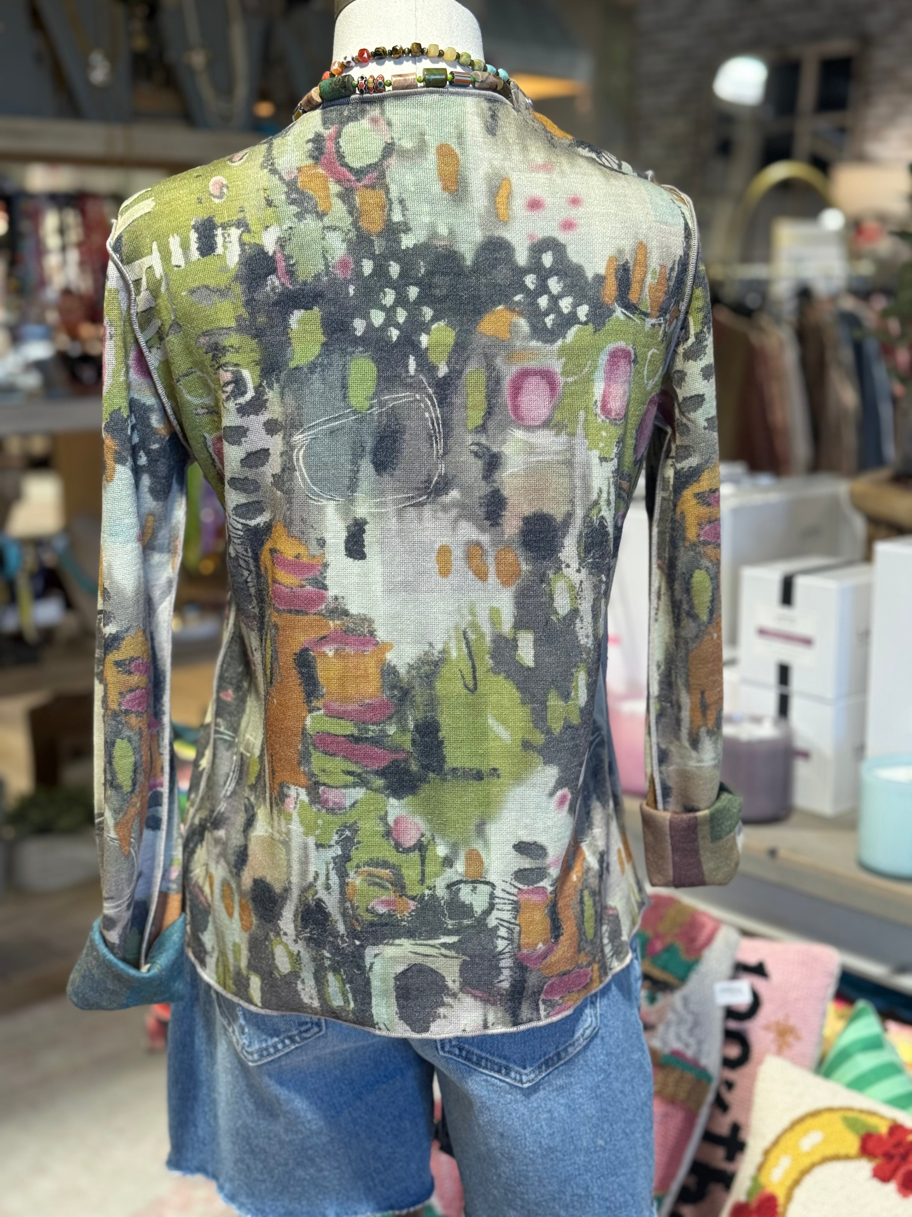 Abstract Printed Reversible Top