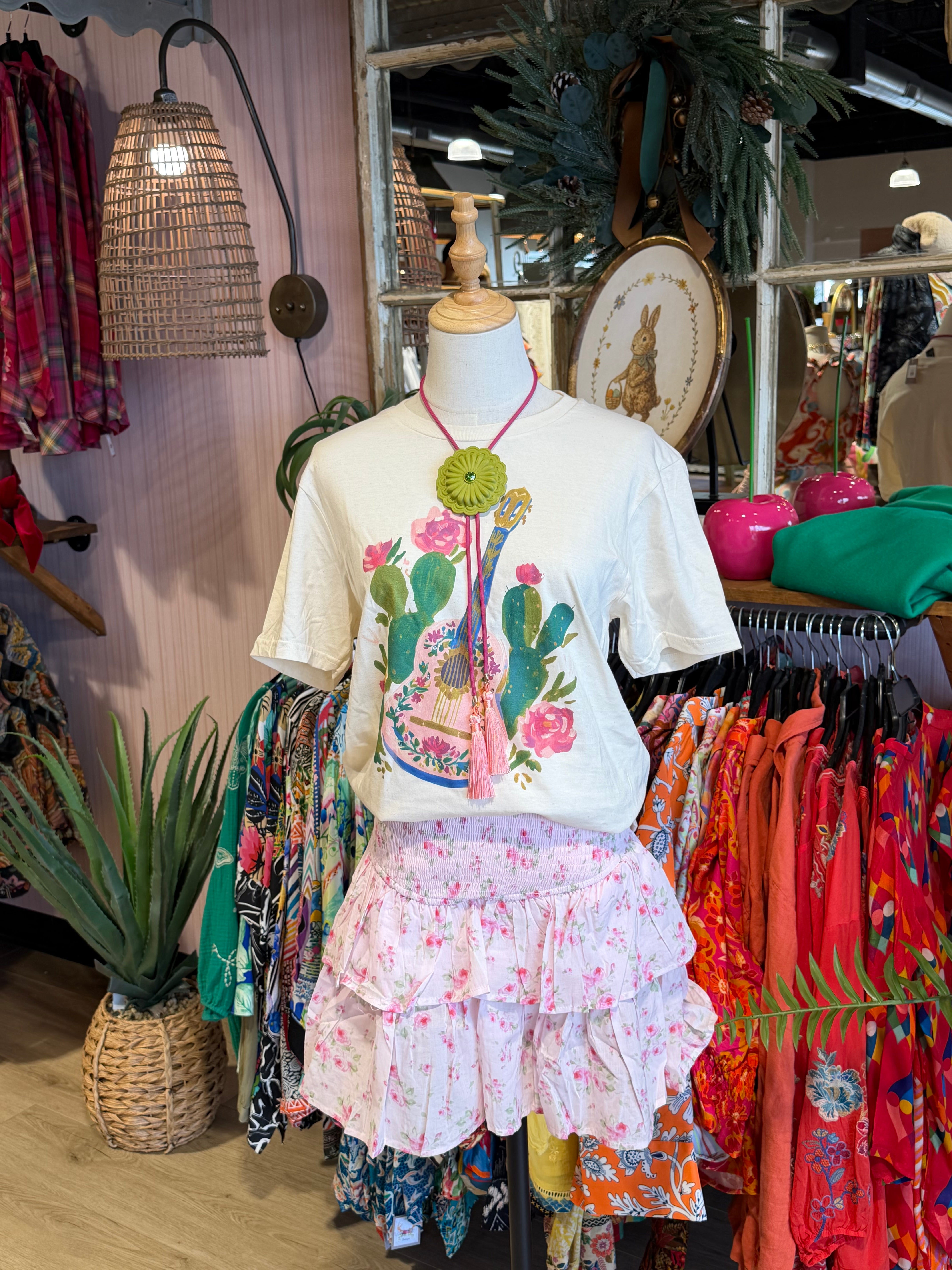 The Ellie Ruched Skort - Pink Floral Tiered Ruffle