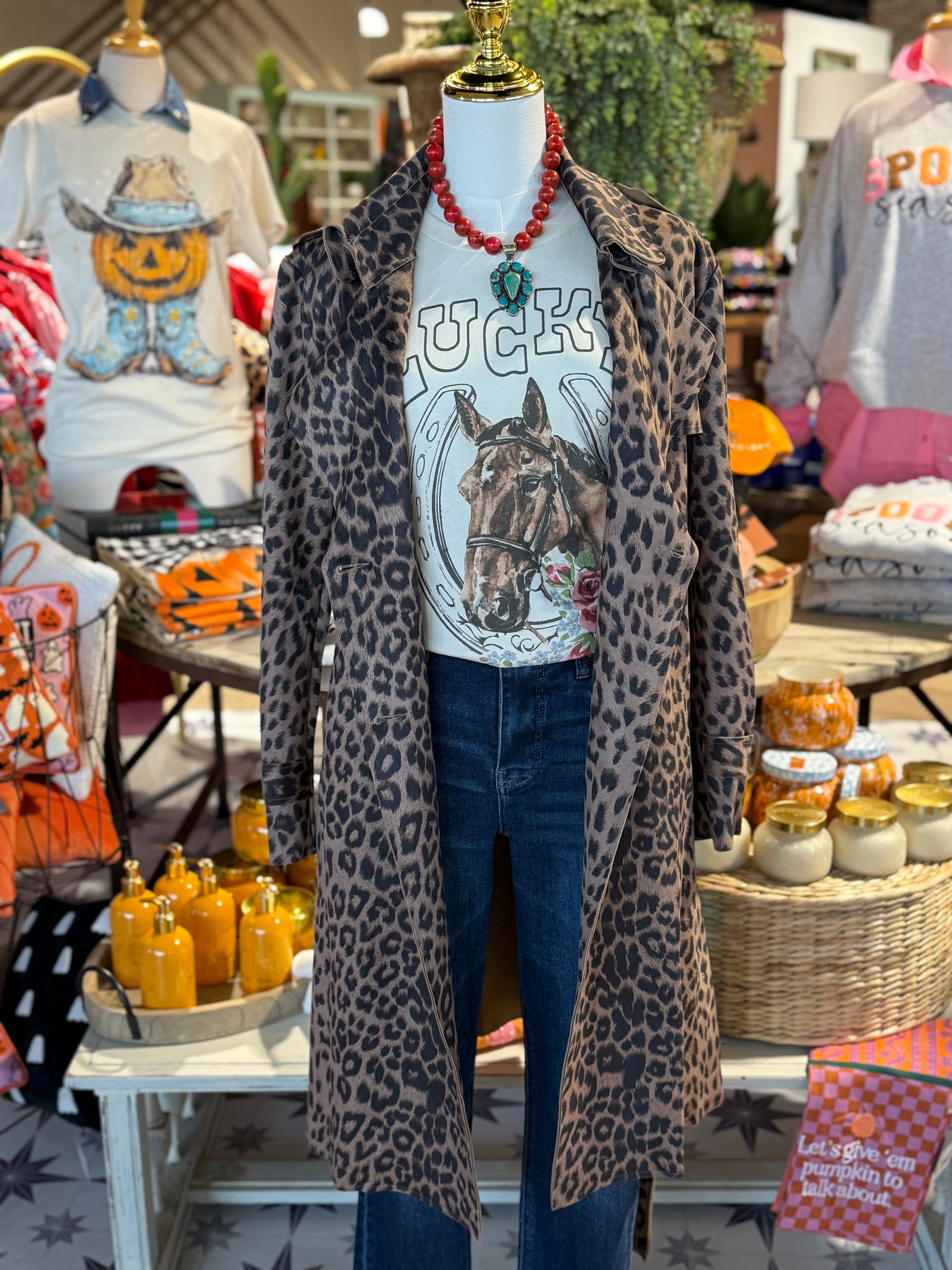 Leopard Suede Trench