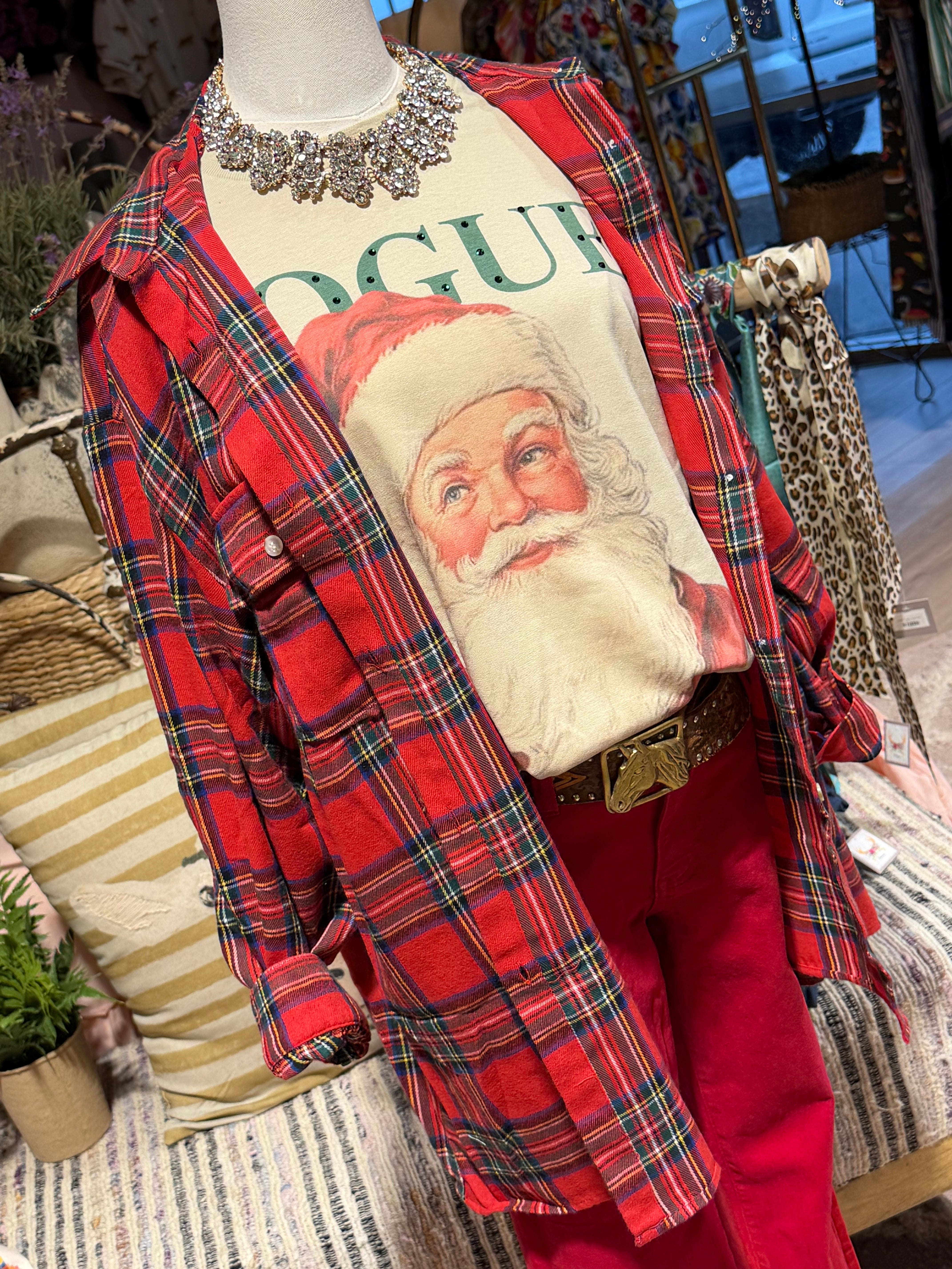 Tartan Plaid Boyfriend Button Up
