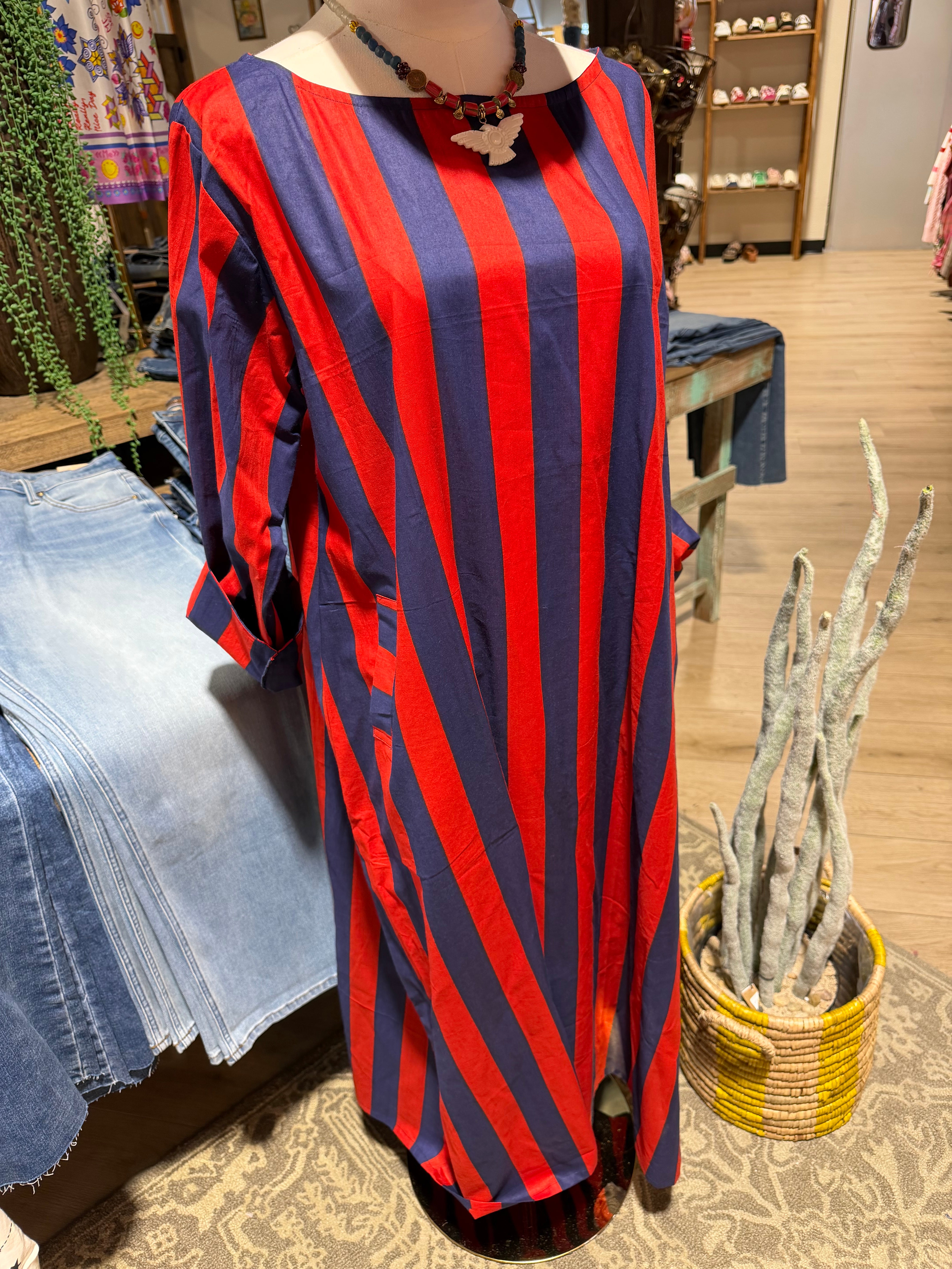 Surf Stripe Off the Shoulder Dress