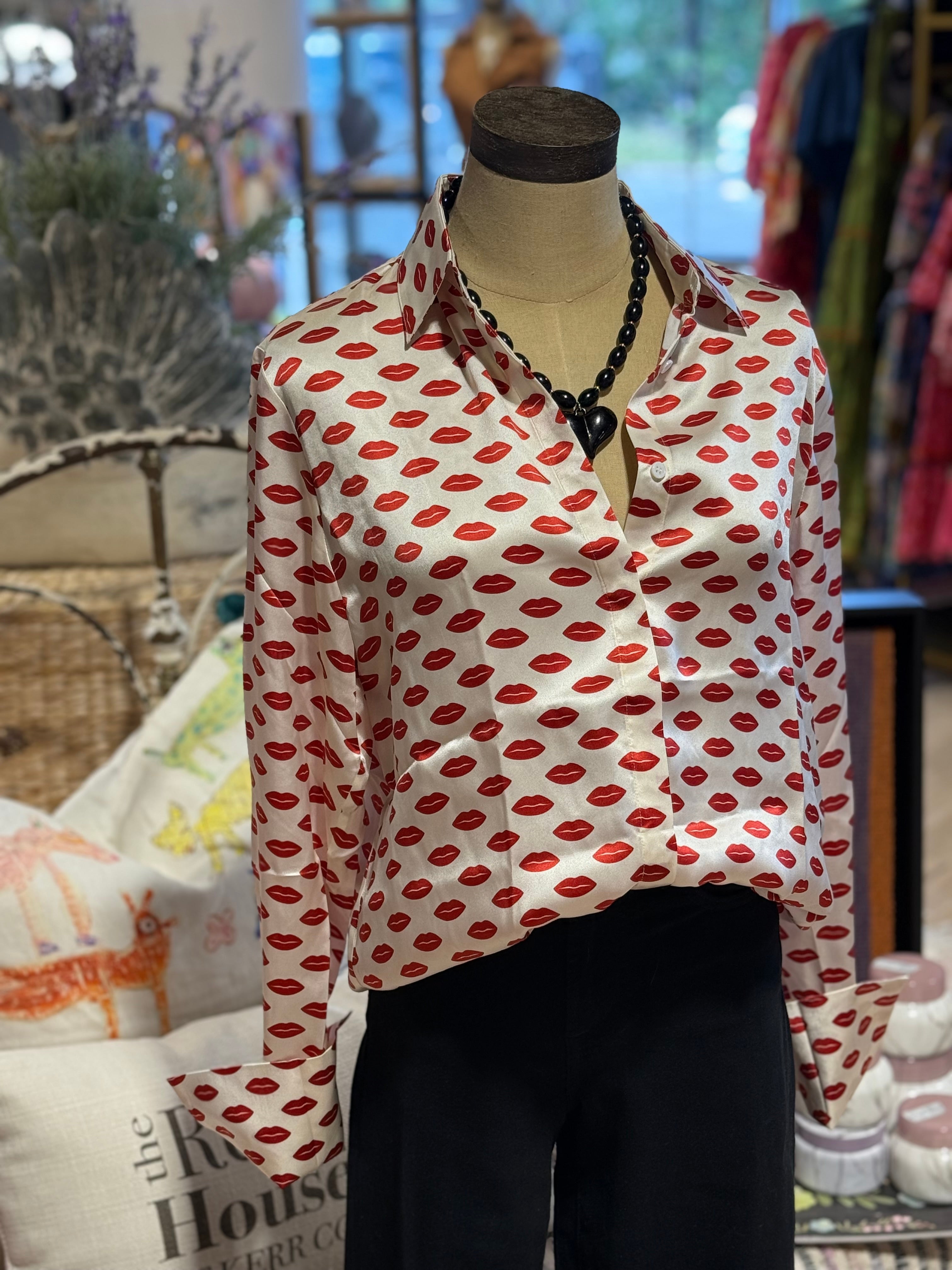 Lip Party Silk Blouse